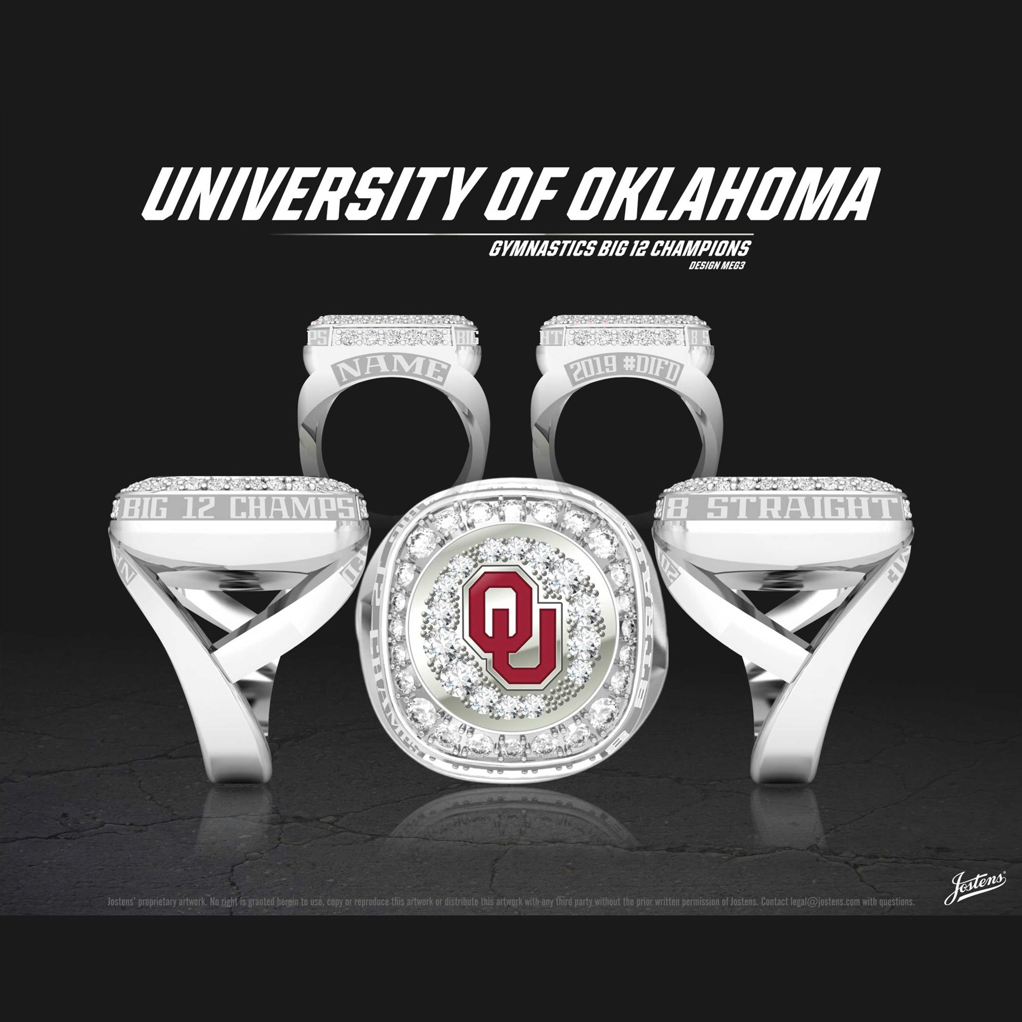 University of Oklahoma Women's Gymnastics 2019 Big 12 Championship Ring