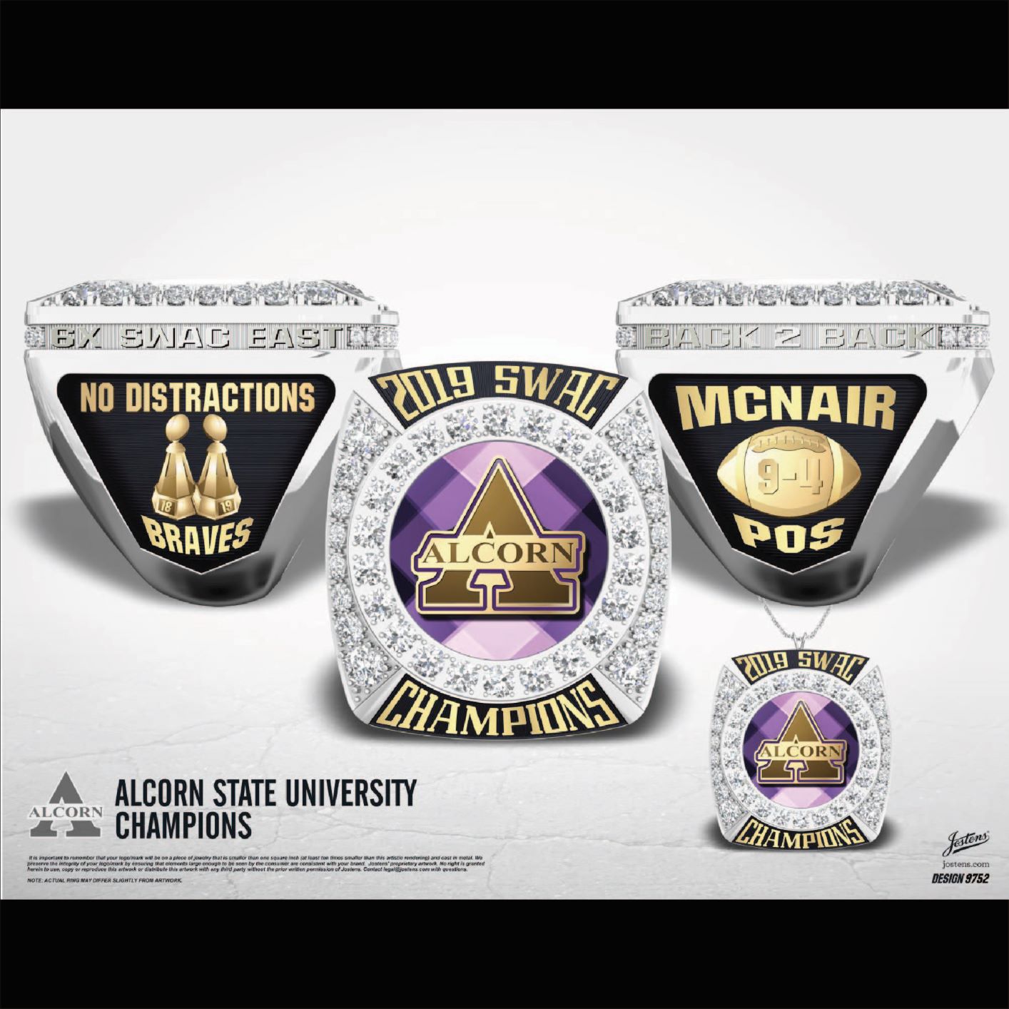 Alcorn State University Men's Football 2019 SWAC Championship Ring