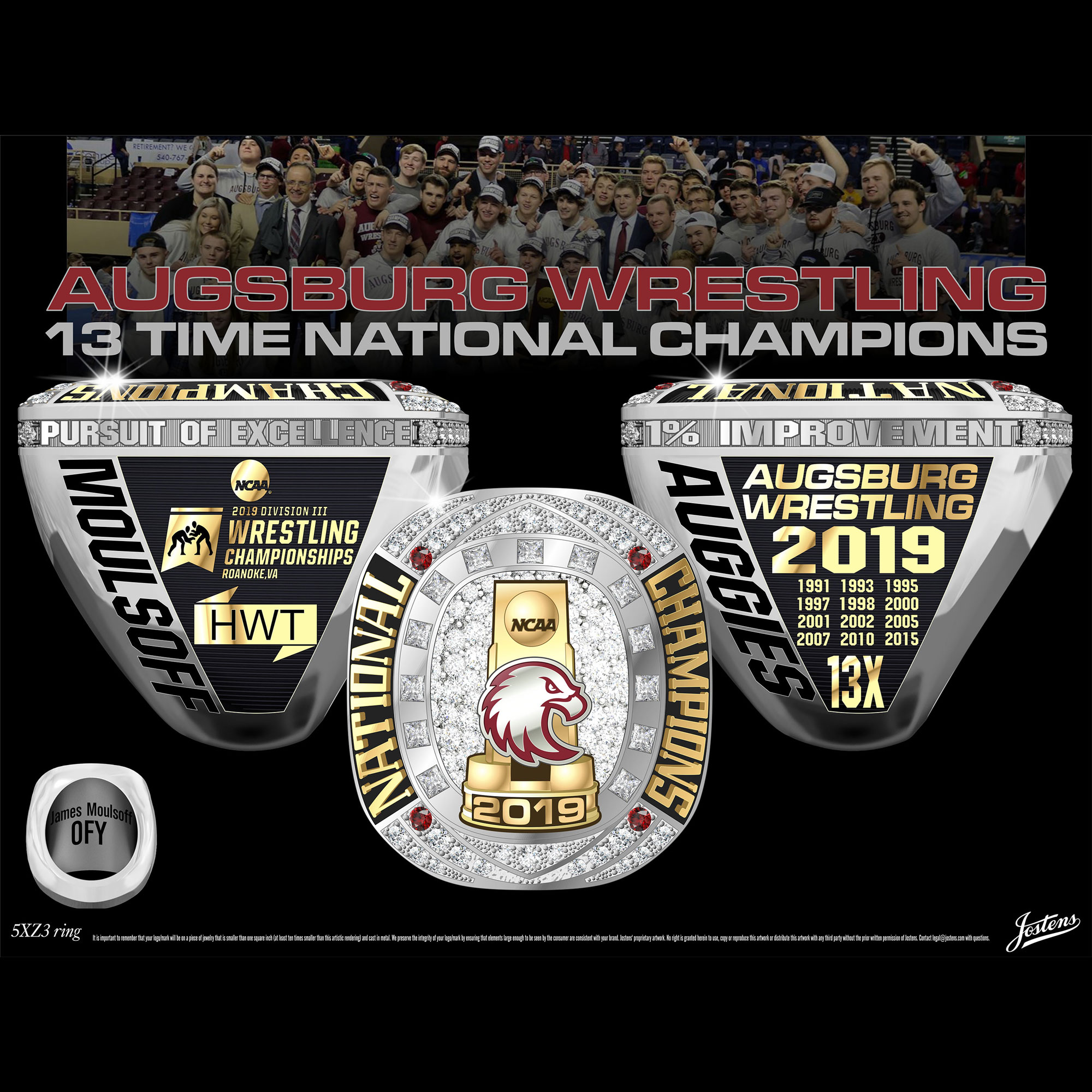 Augsburg University Men's Wrestling 2019 National Championship Ring