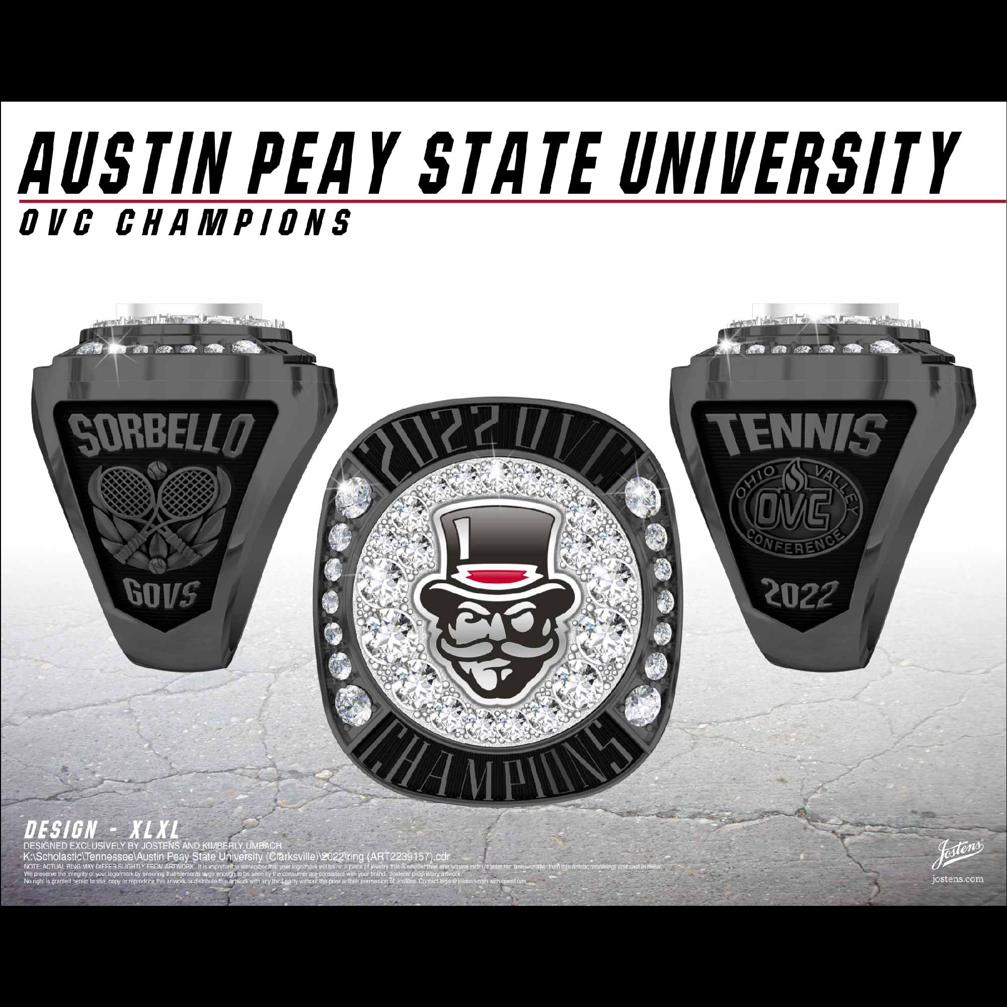 Austin Peay State University Women's Tennis 2022 OVC Championship Ring