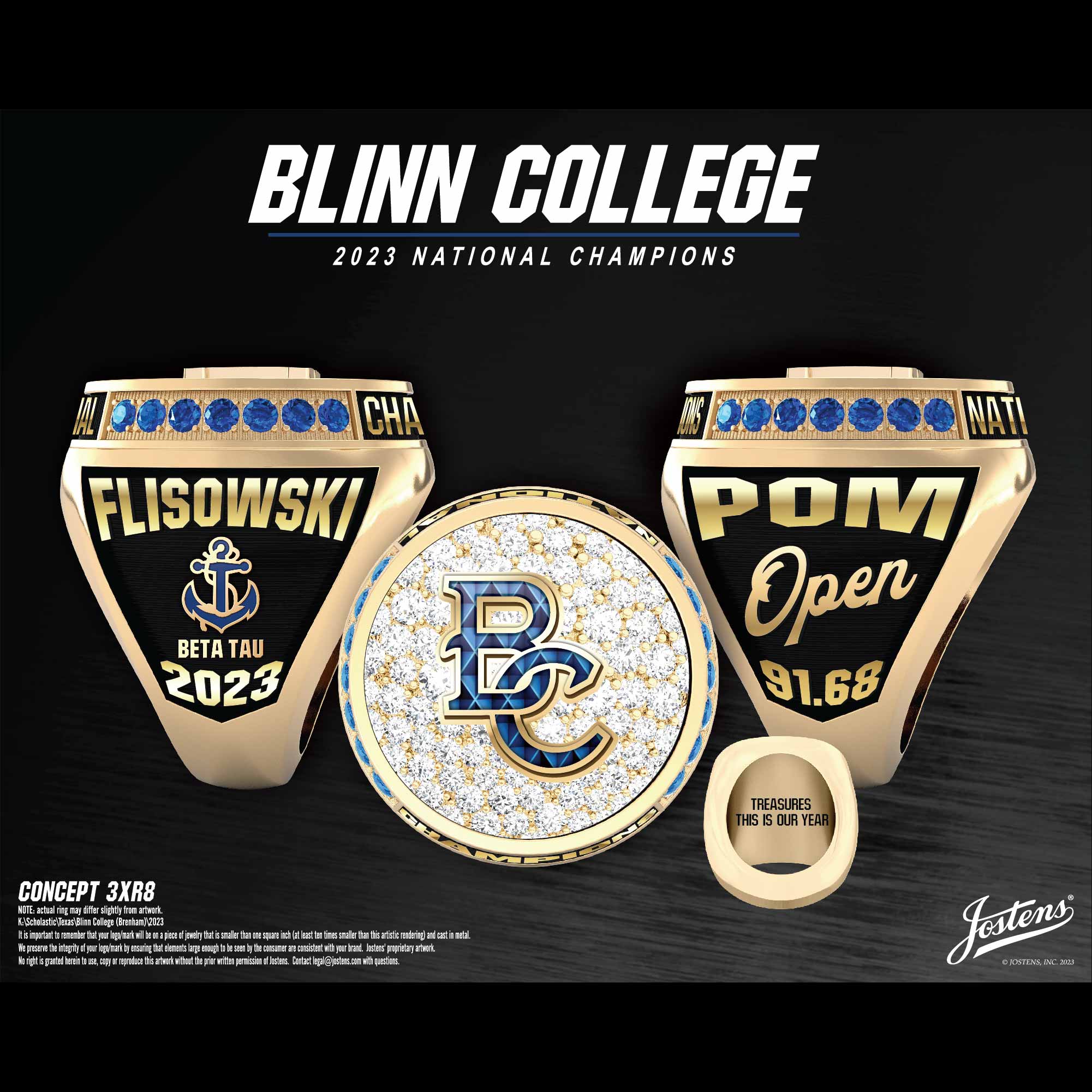 Blinn College Women's Cheer 2023 National Championship Ring