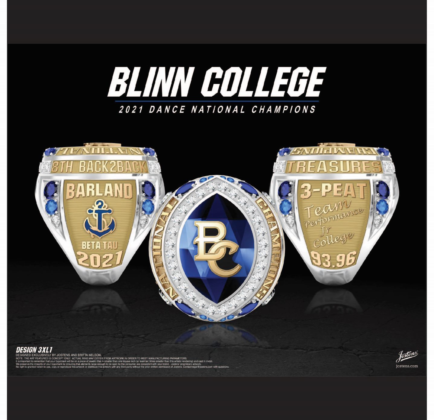 Blinn College Women's Dance 2021 National Championship Ring