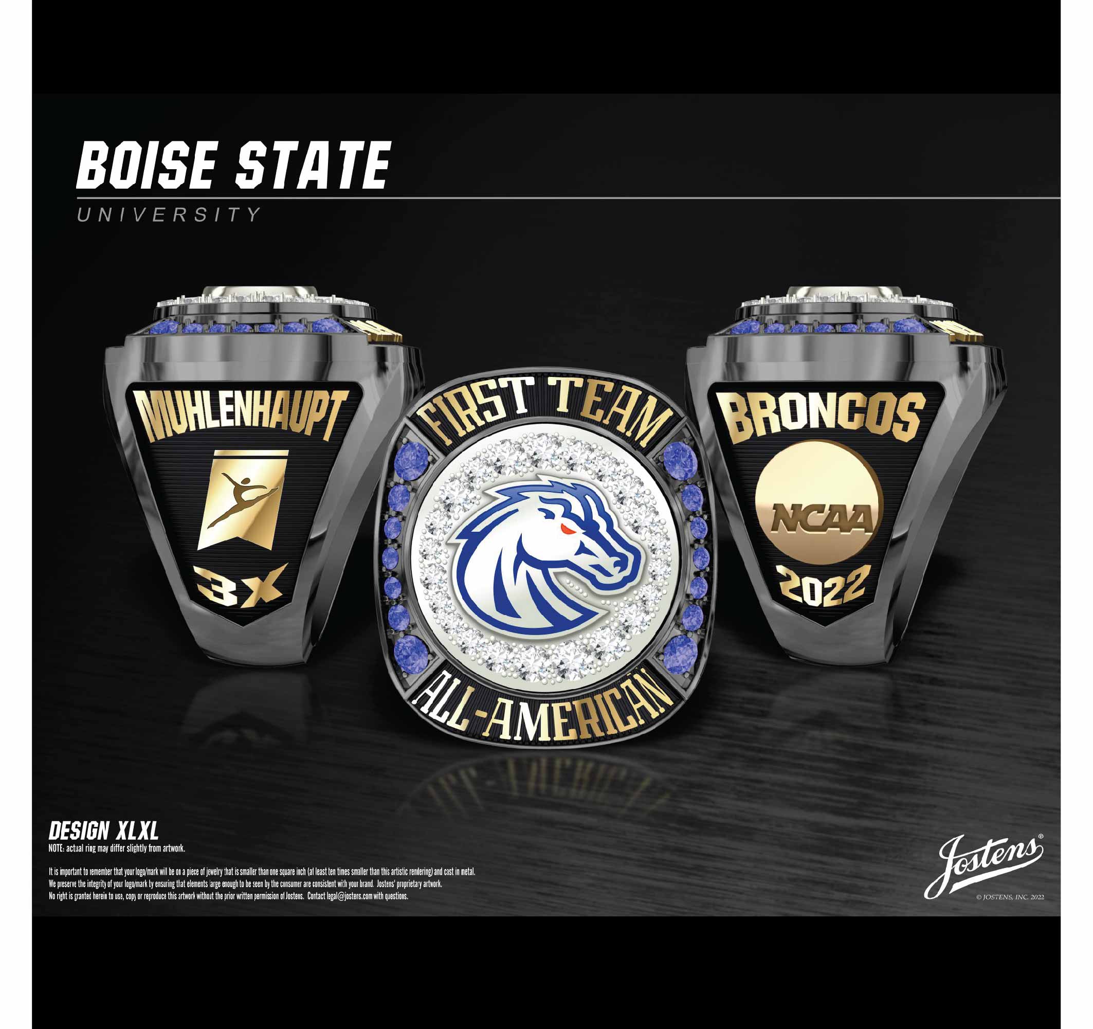 Boise State University Women's Gymnastics 2022 All American Championship Ring