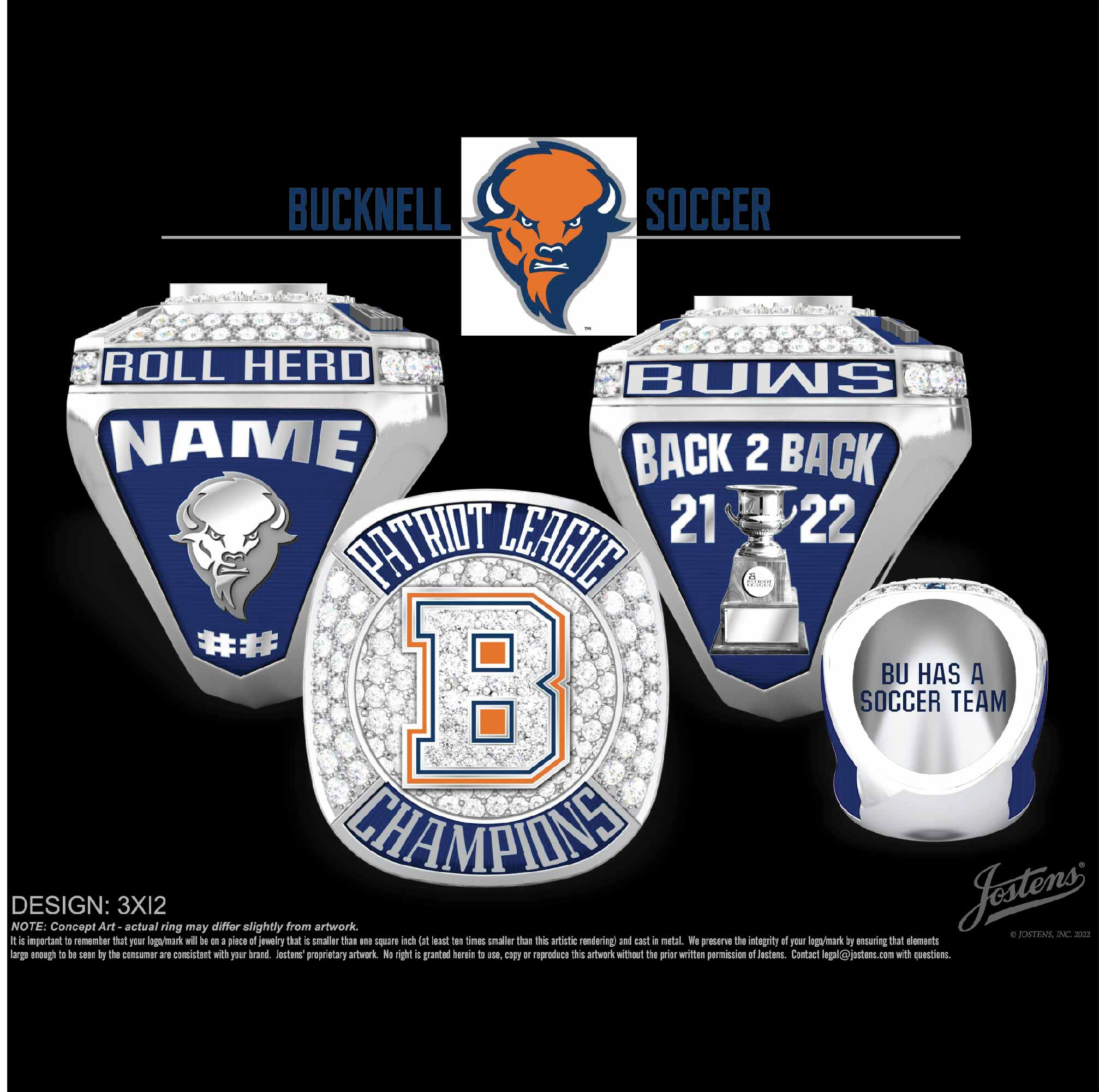 Bucknell University Women's Soccer 2022 Patriot League Championship Ring