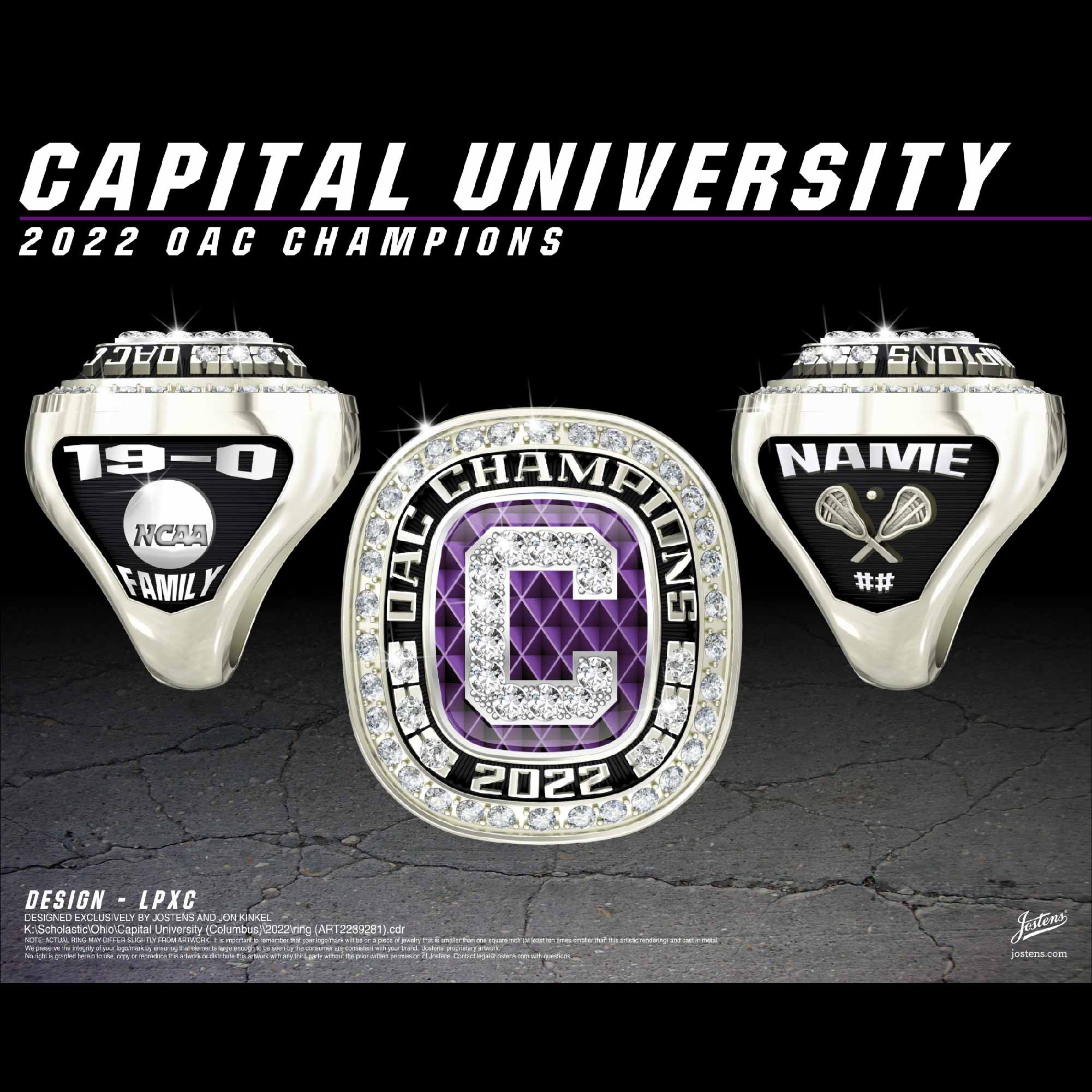 Capital University Women's Lacrosse 2022 OAC Championship Ring