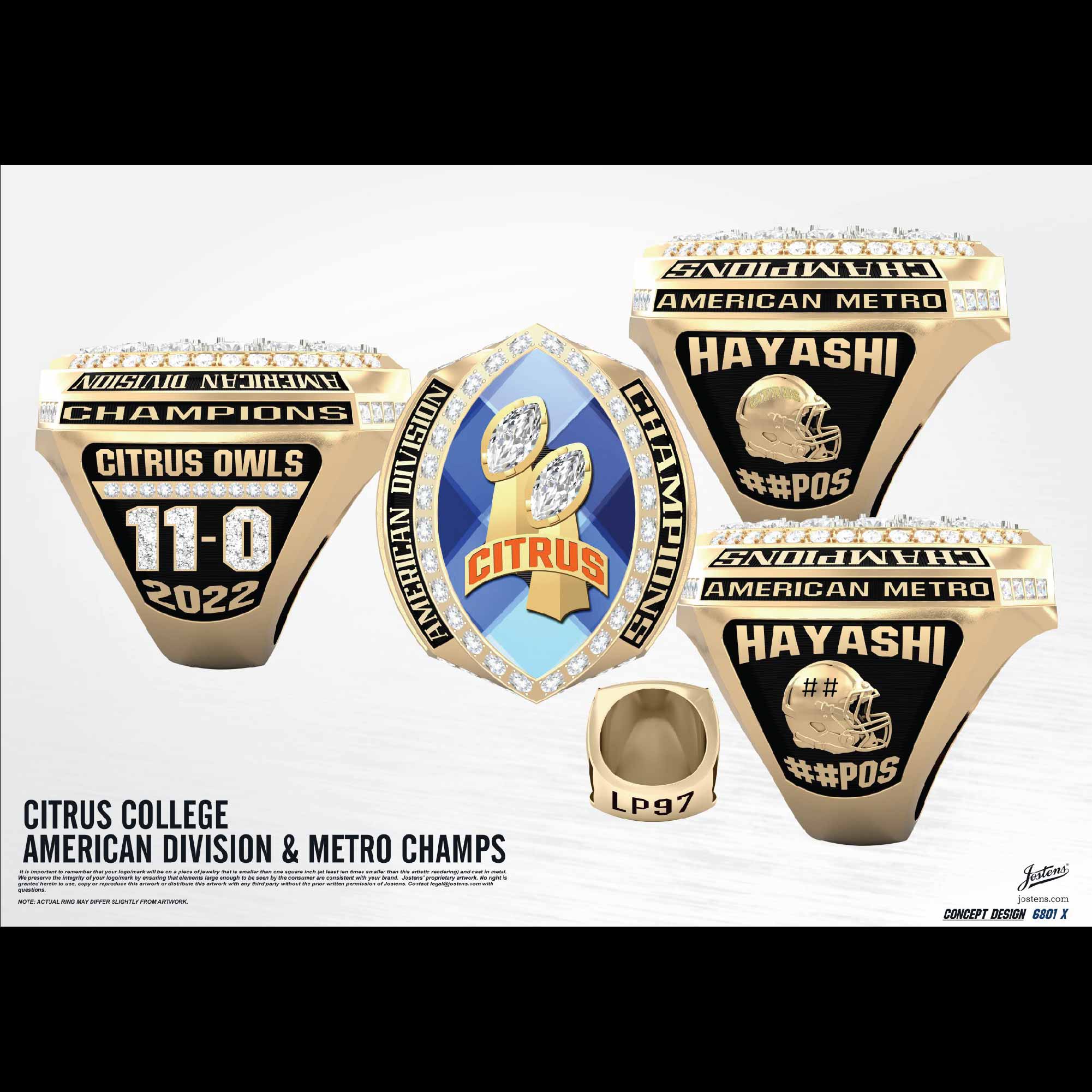 Citrus College Football 2022 American Division Championship Ring