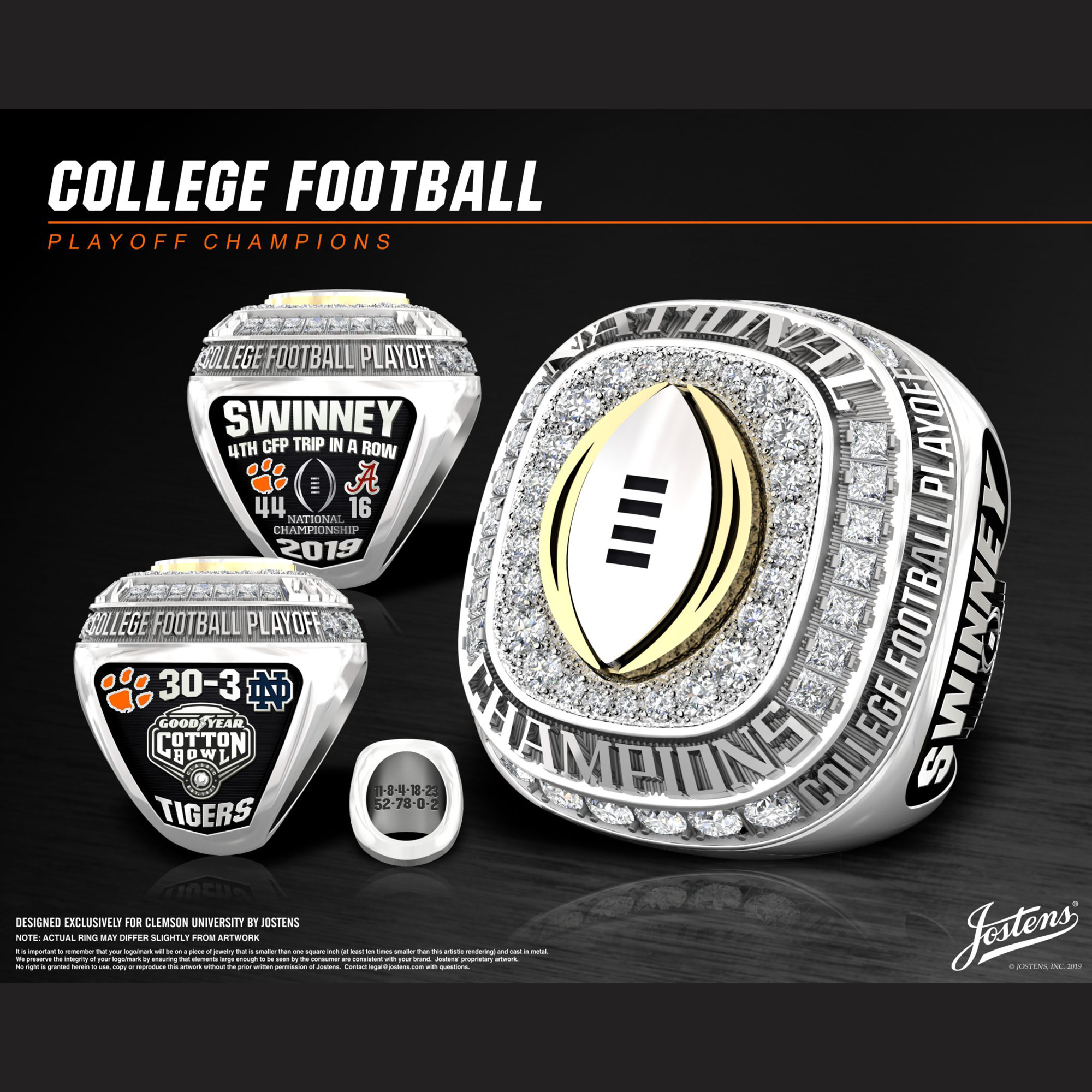 Clemson University Men's Football 2018 CFP Championship Ring