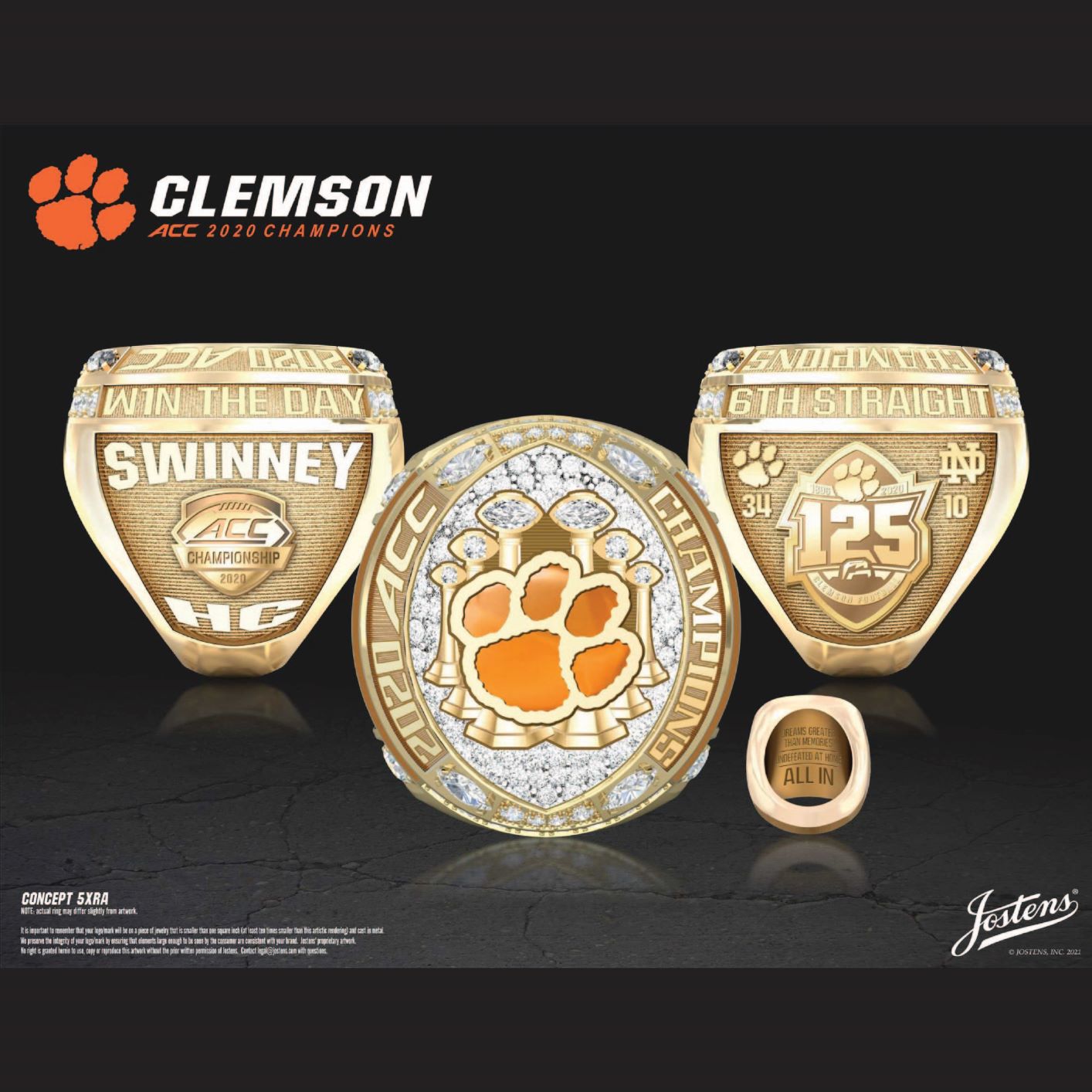 Clemson University Men's Football 2020 ACC Championship Ring