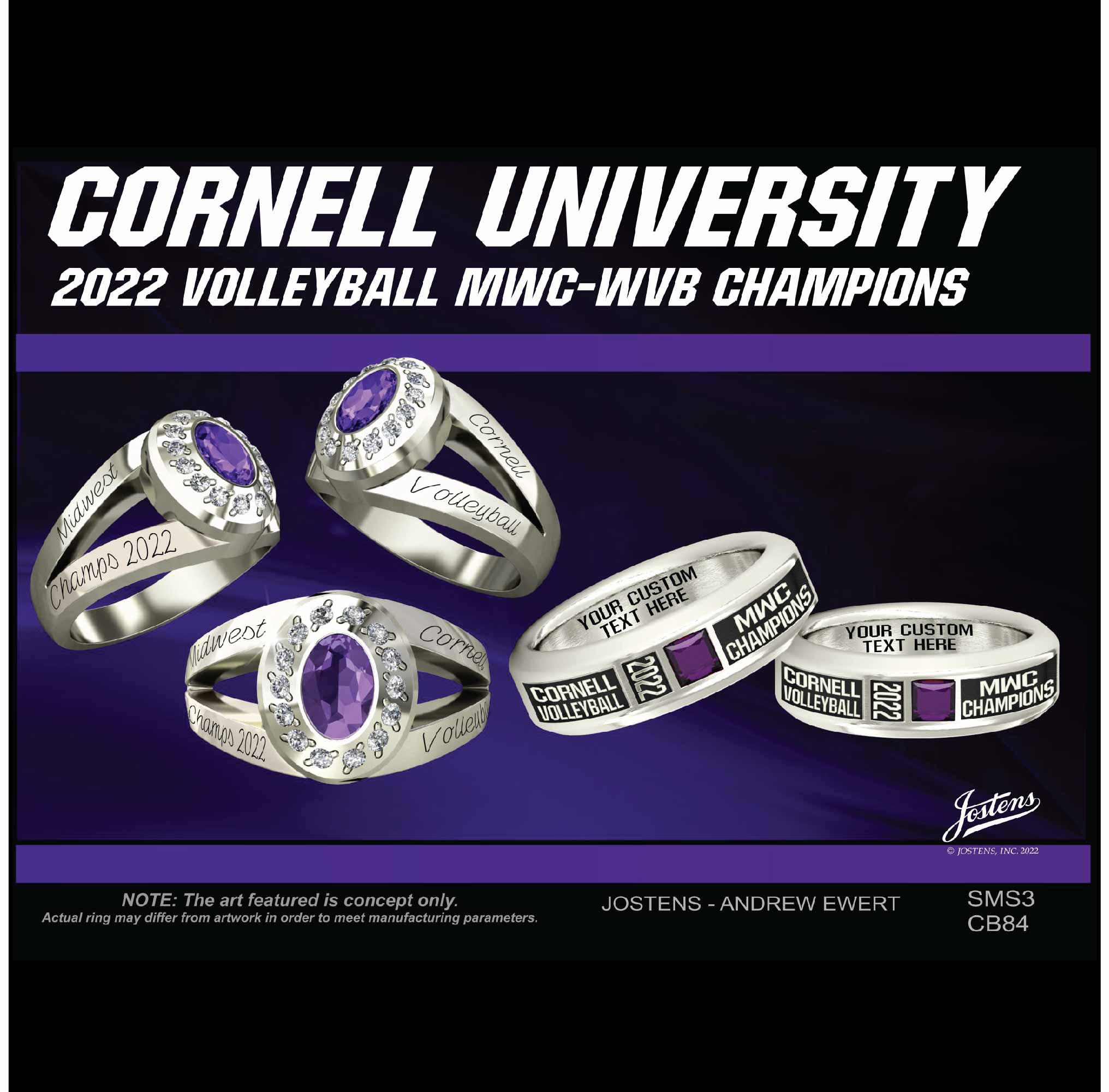 Cornell University Women's Volleyball 2022 MWC Championship Ring