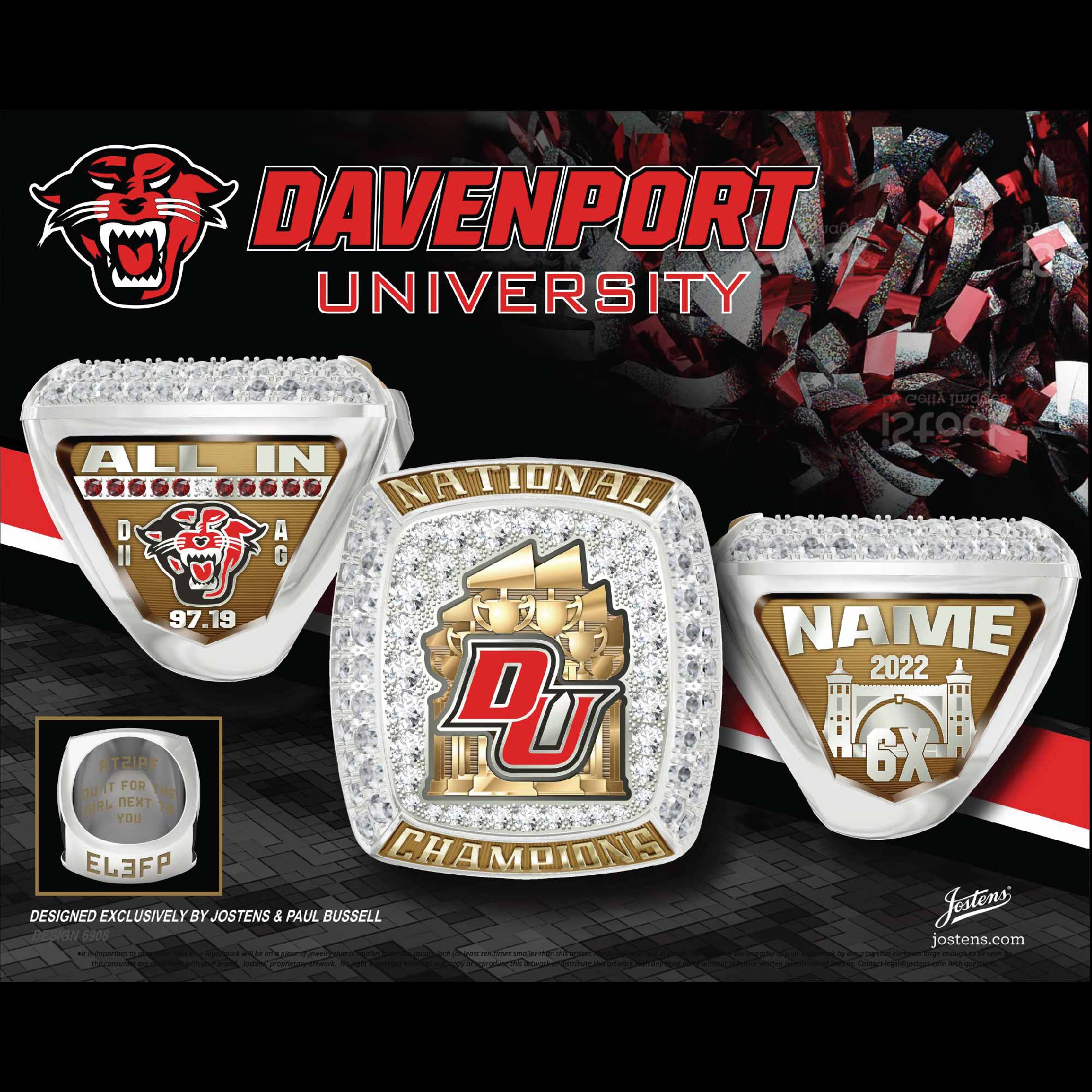 Davenport University Women's Cheer 2022 National Championship Ring