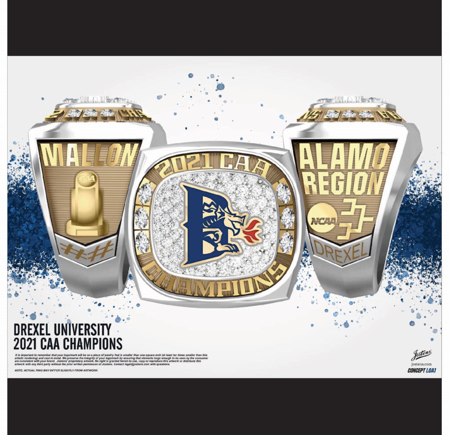 Drexel University Women's Basketball 2021 CAA Championship Ring