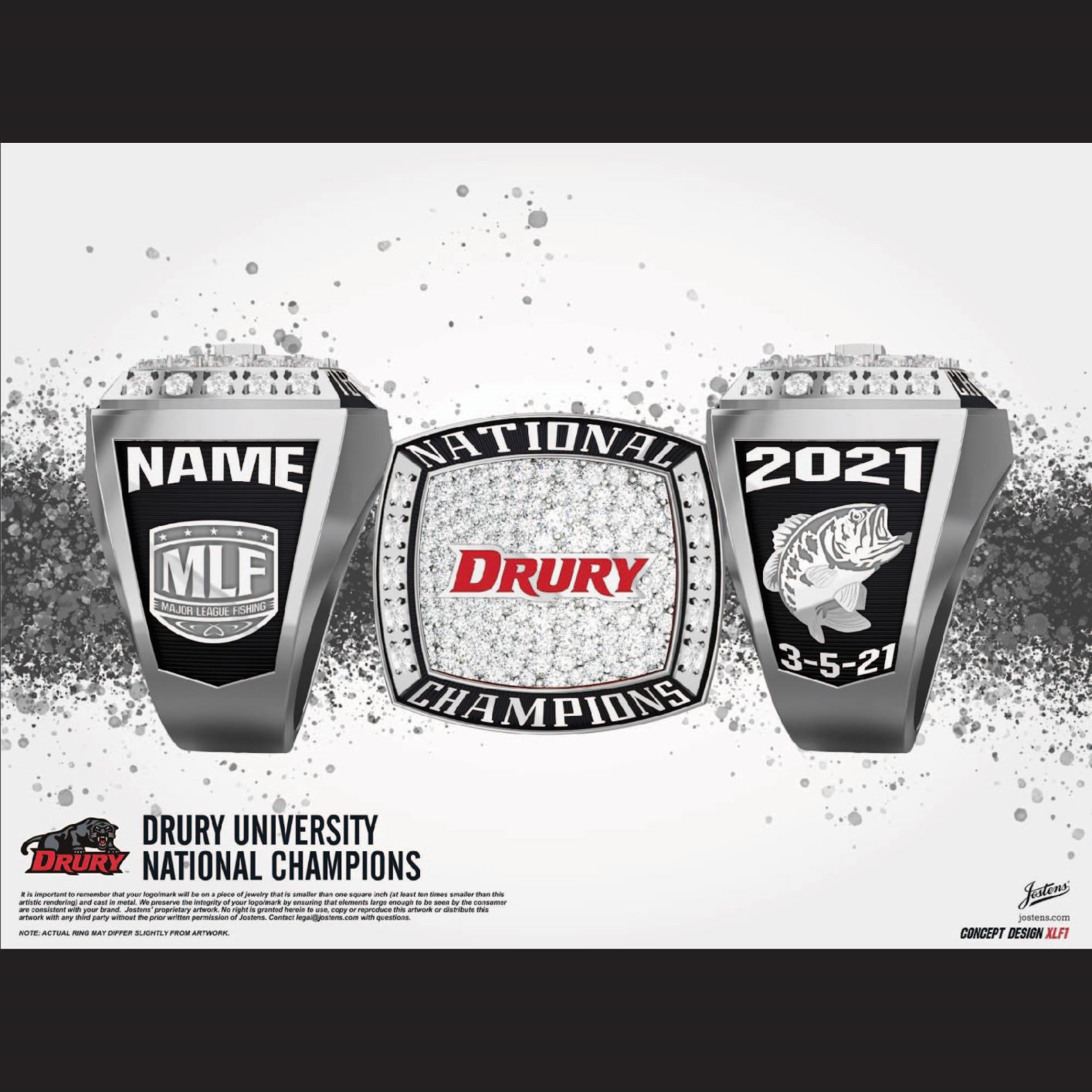 Drury University Men's Fishing 2021 National Championship Ring