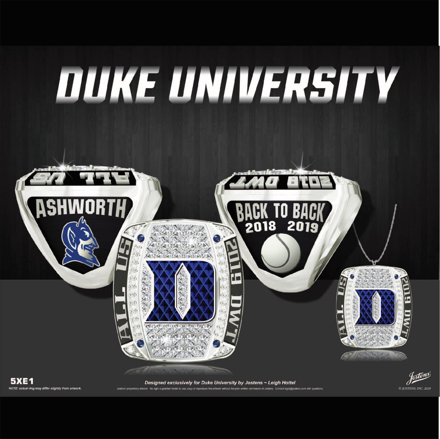 Duke University Women's Tennis 2019 Conference Championship Ring