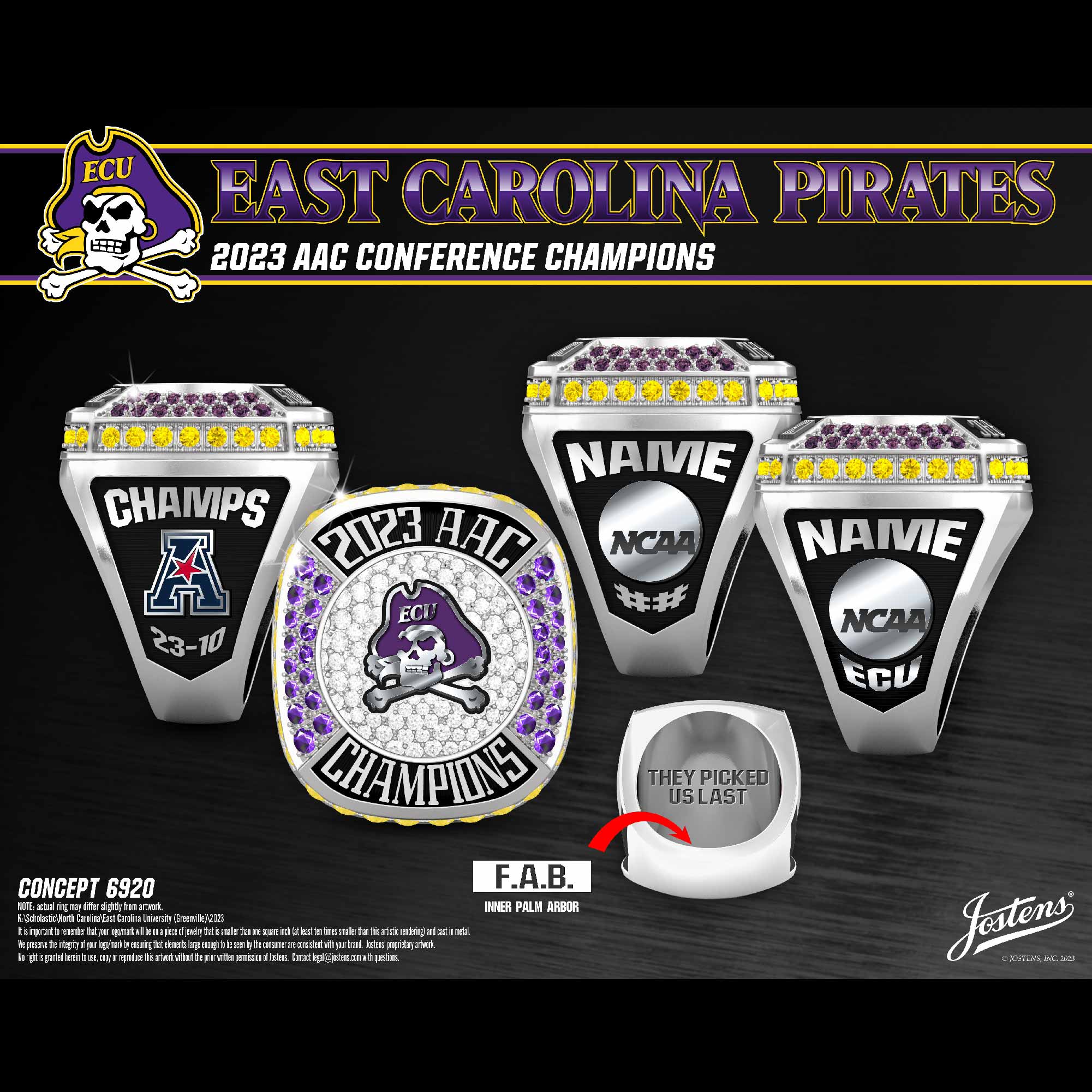 East Carolina University Women's Basketball 2023 AAC Championship Ring