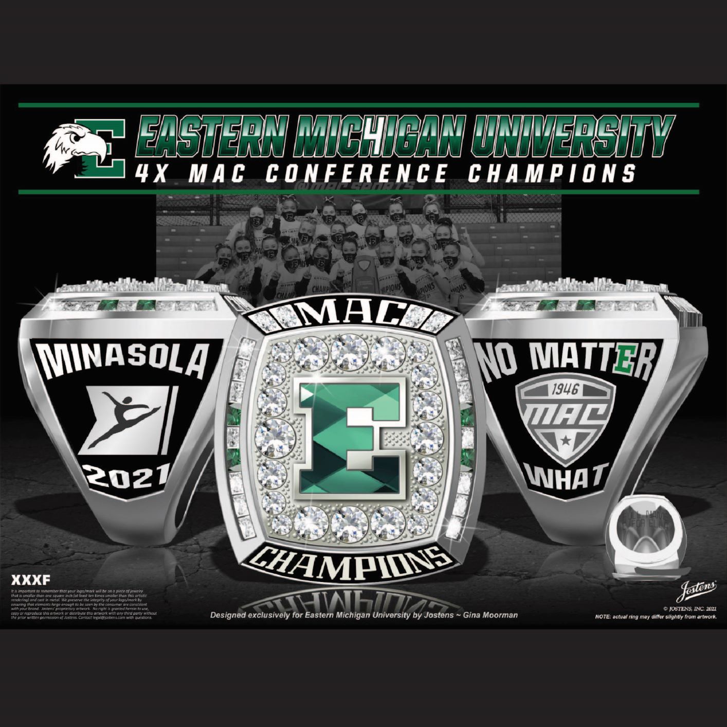 Eastern Michigan University Women's Gymnastics 2021 MAC Championship Ring