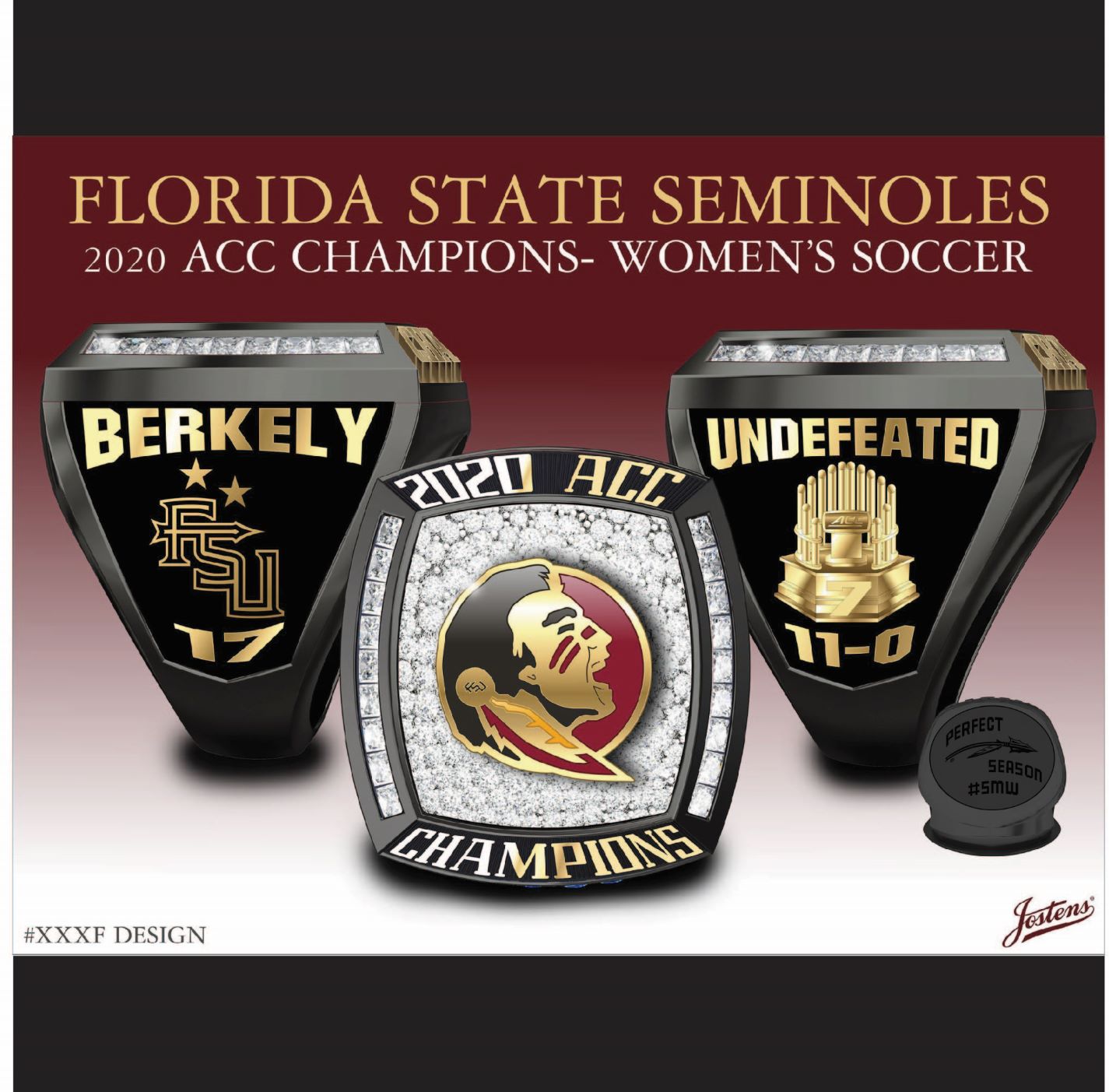 Florida State University Women's Soccer 2020 ACC Championship Ring