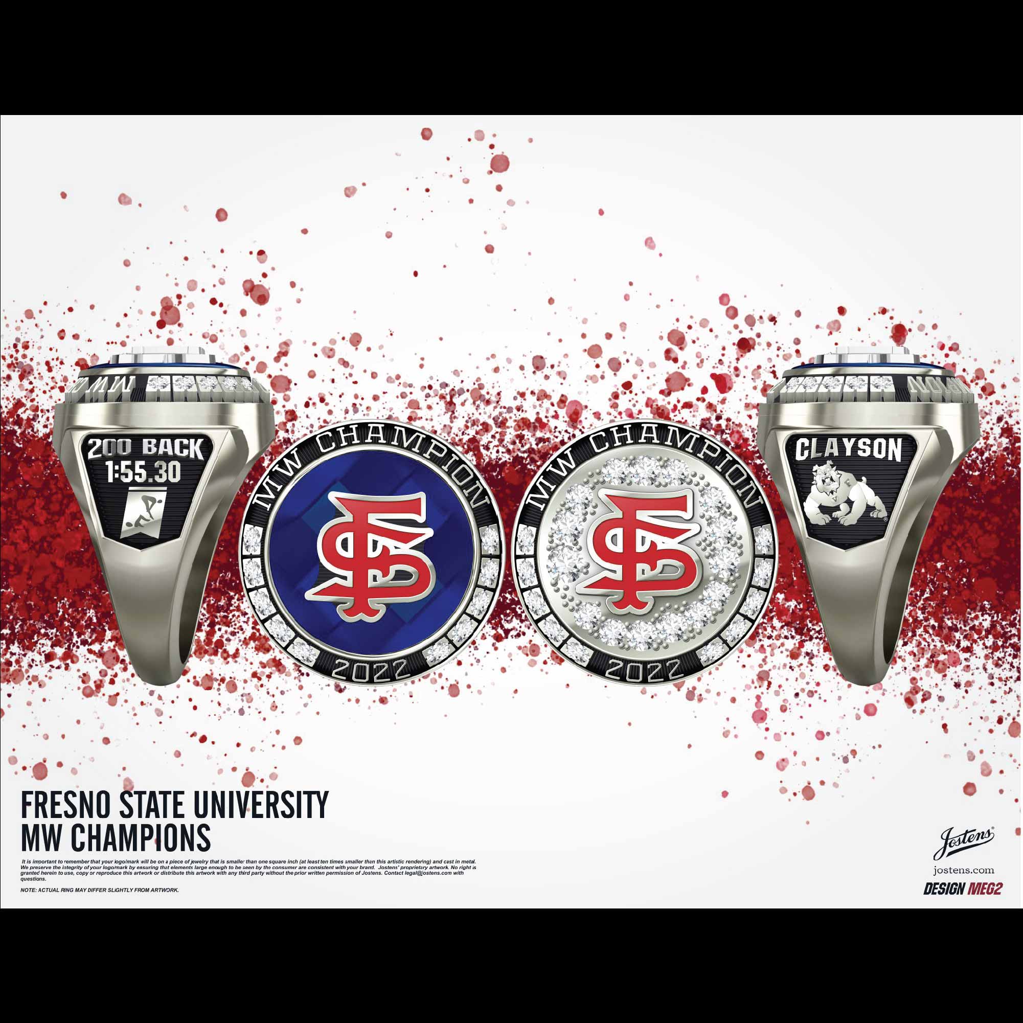 Fresno State University Women's Swimming & Diving 2022 Mountain West Championship Ring