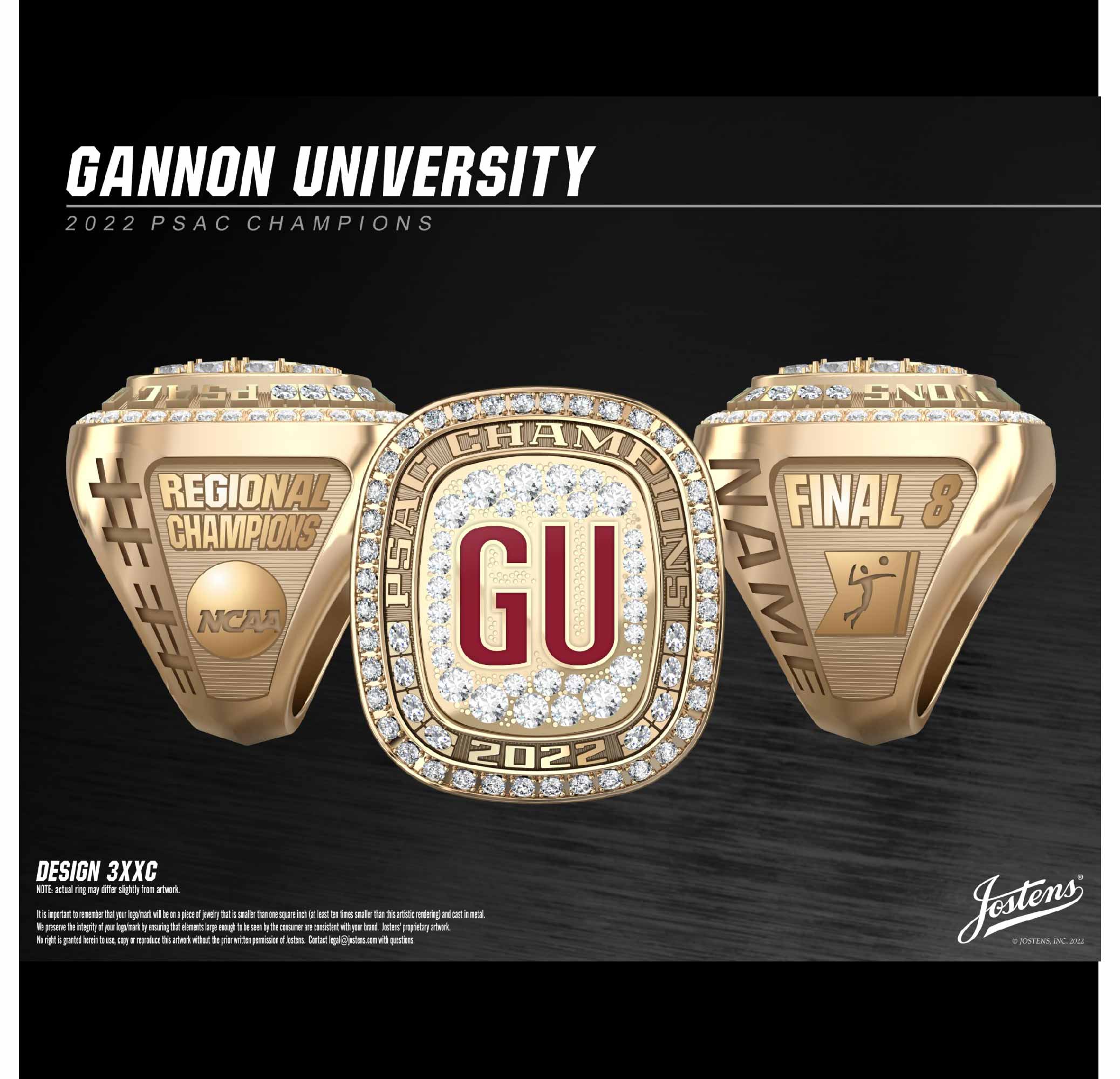 Gannon University Men's Volleyball 2022 PSAC Championship Ring