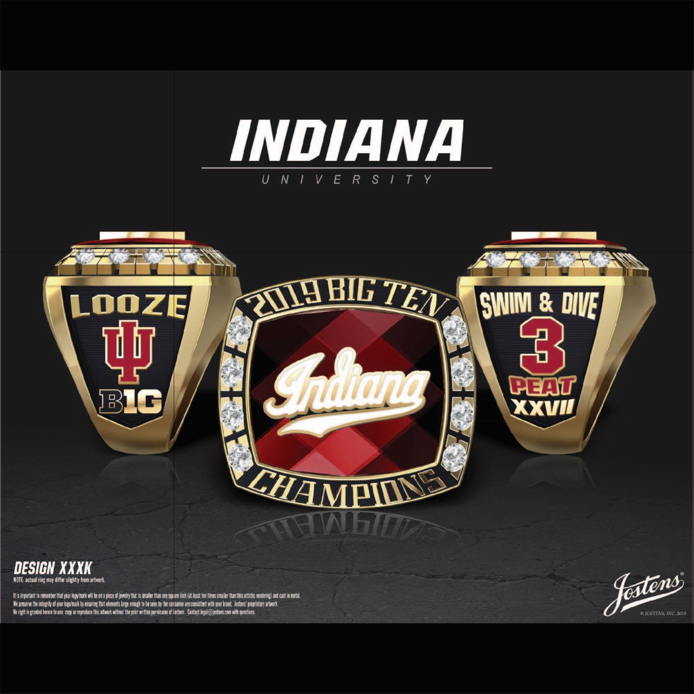 Indiana University Men's Swimming & Diving 2019 Big Ten Championship Ring