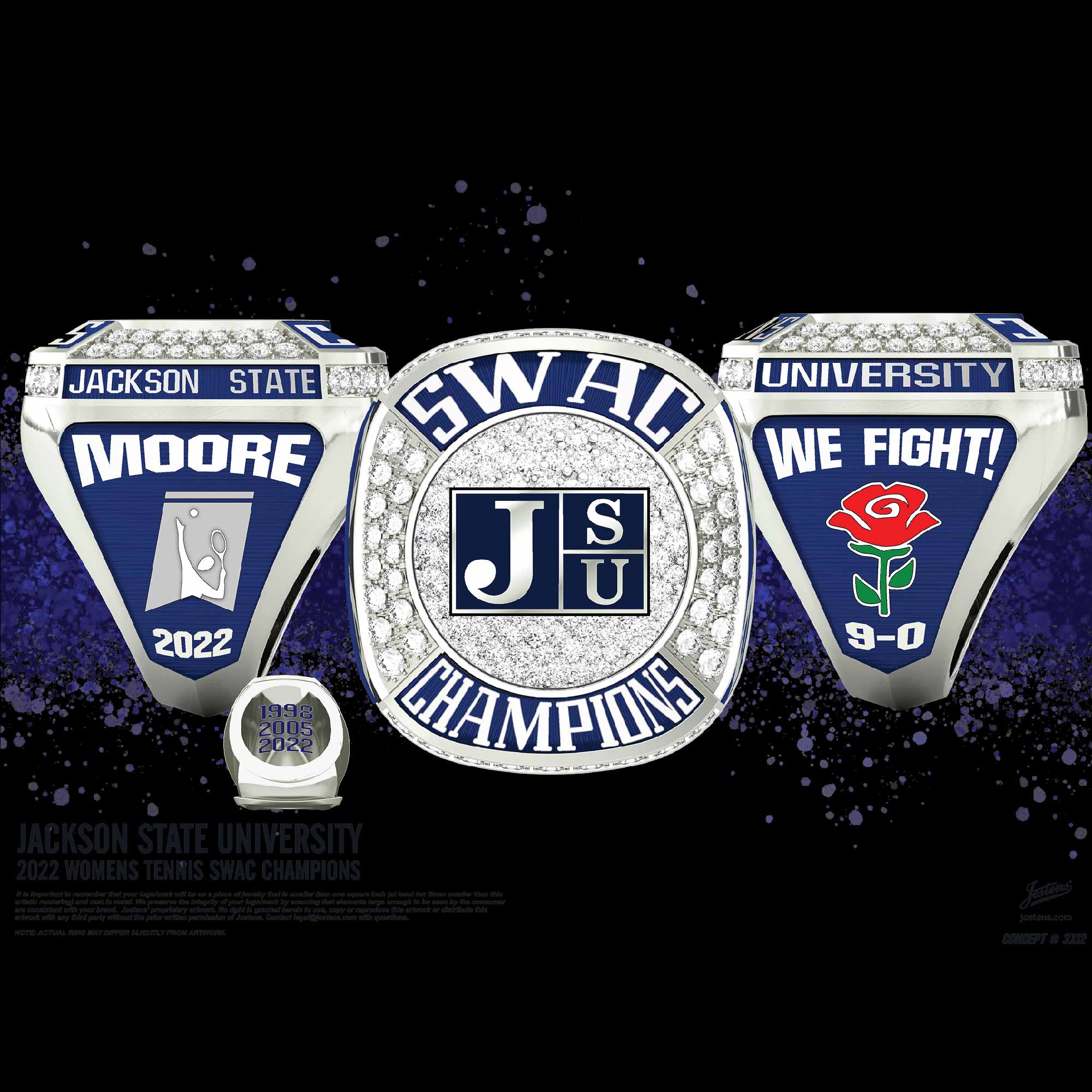 Jackson State University Women's Tennis 2022 SWAC Championship Ring