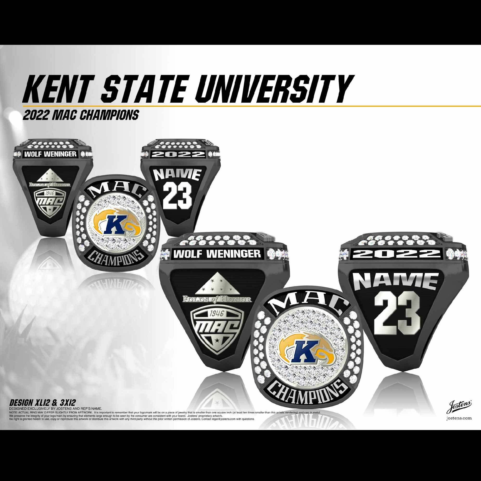 Kent State University Women's Golf 2022 MAC Championship Ring