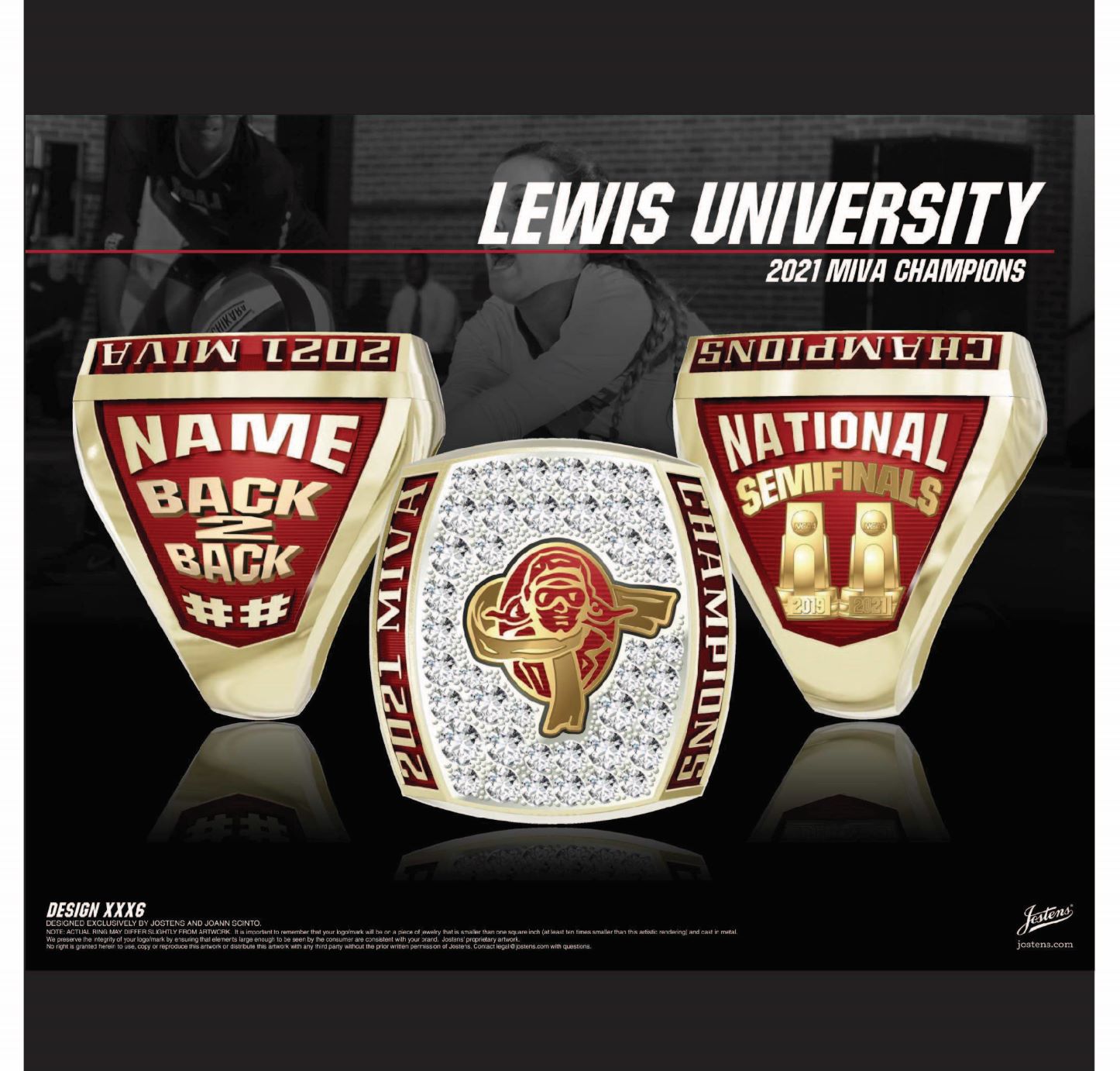 Lewis University Women's Volleyball 2021 MIVA Championship Ring