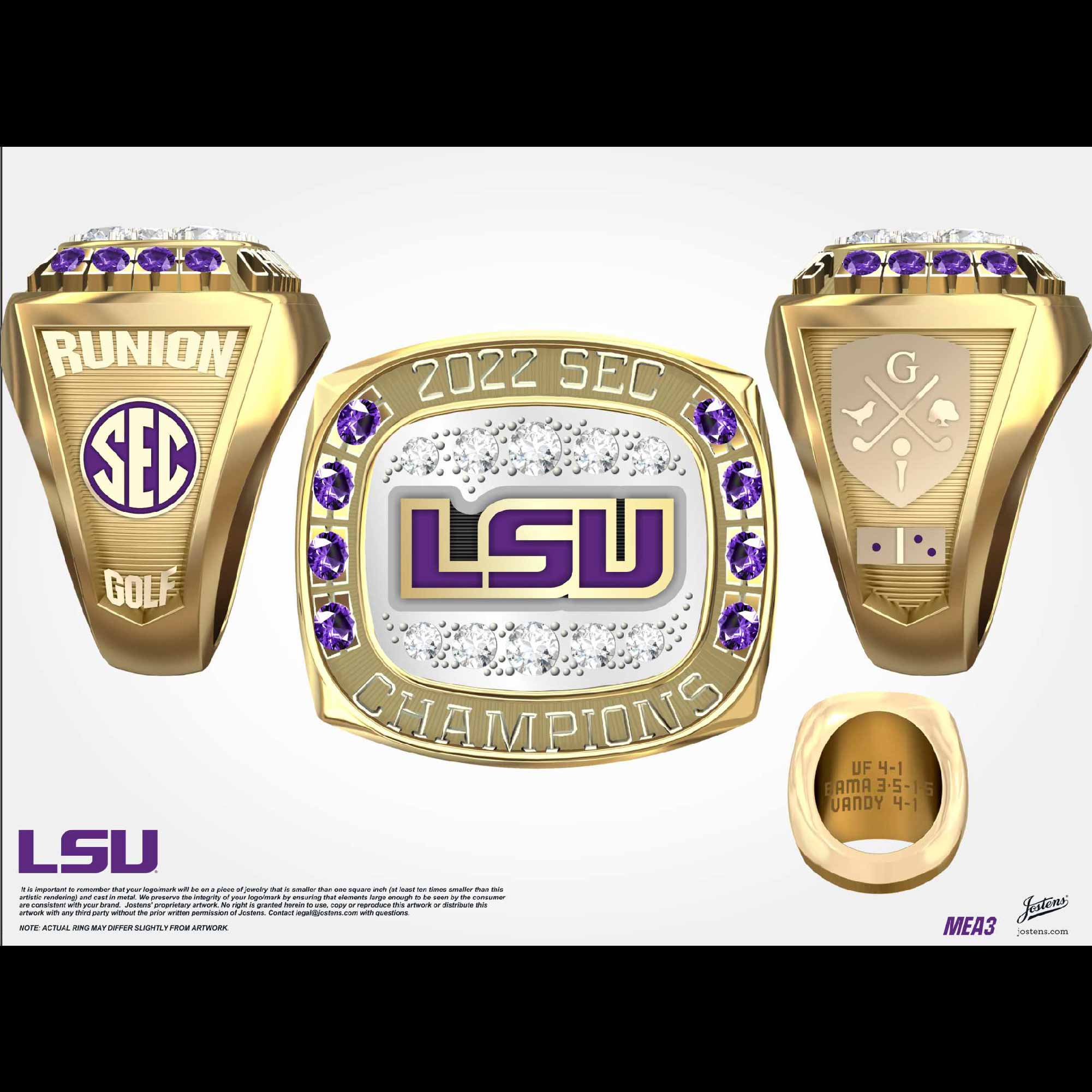 Louisiana State University Women's Golf 2022 SEC Championship Ring