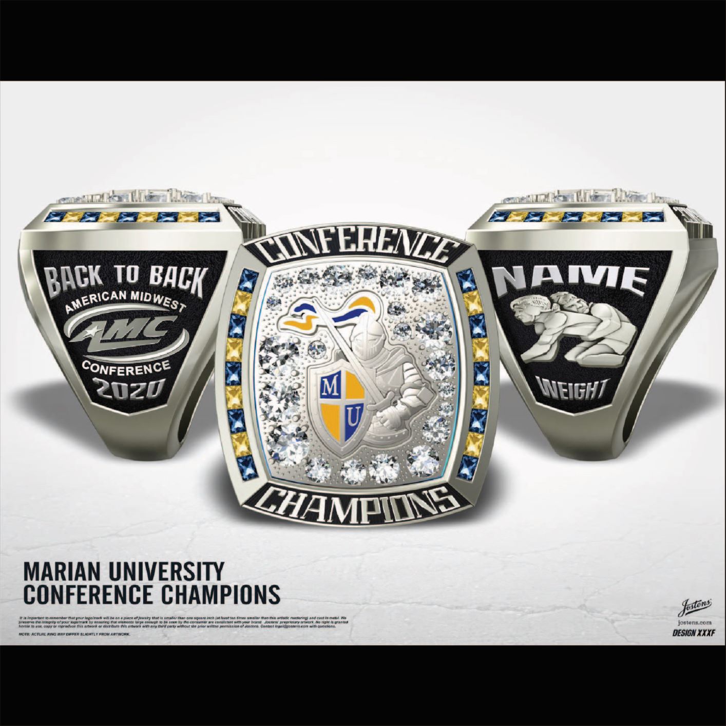 Marian University Men's Wrestling 2020 AMC Championship Ring