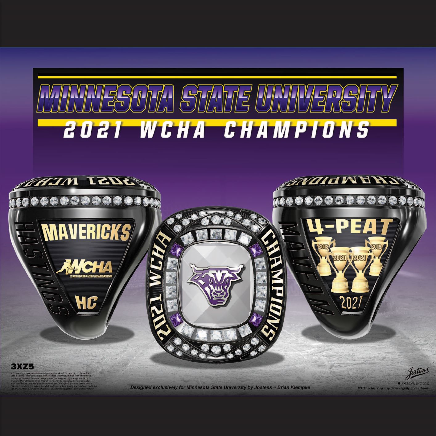 Minnesota State University Mankato Men's Hockey 2021 WCHA Championship Ring