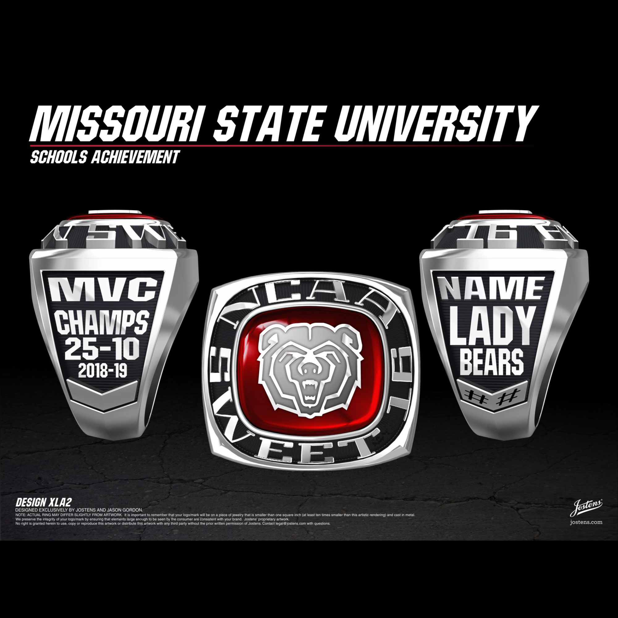 Missouri State University Women's Basketball 2019 Sweet 16 Championship Ring