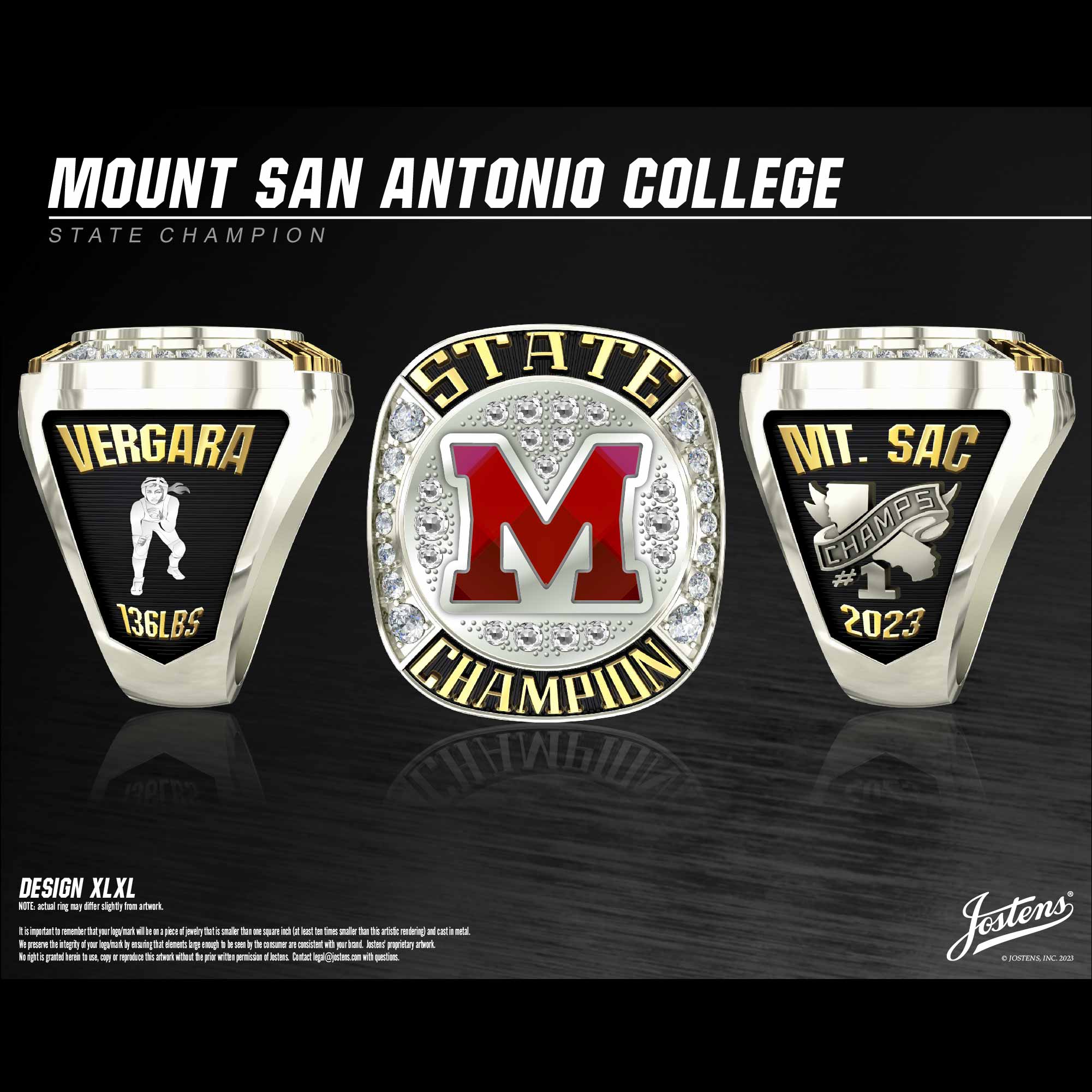 Mount San Antonio College Women's Wrestling 2023 CCCAA State Championship Ring