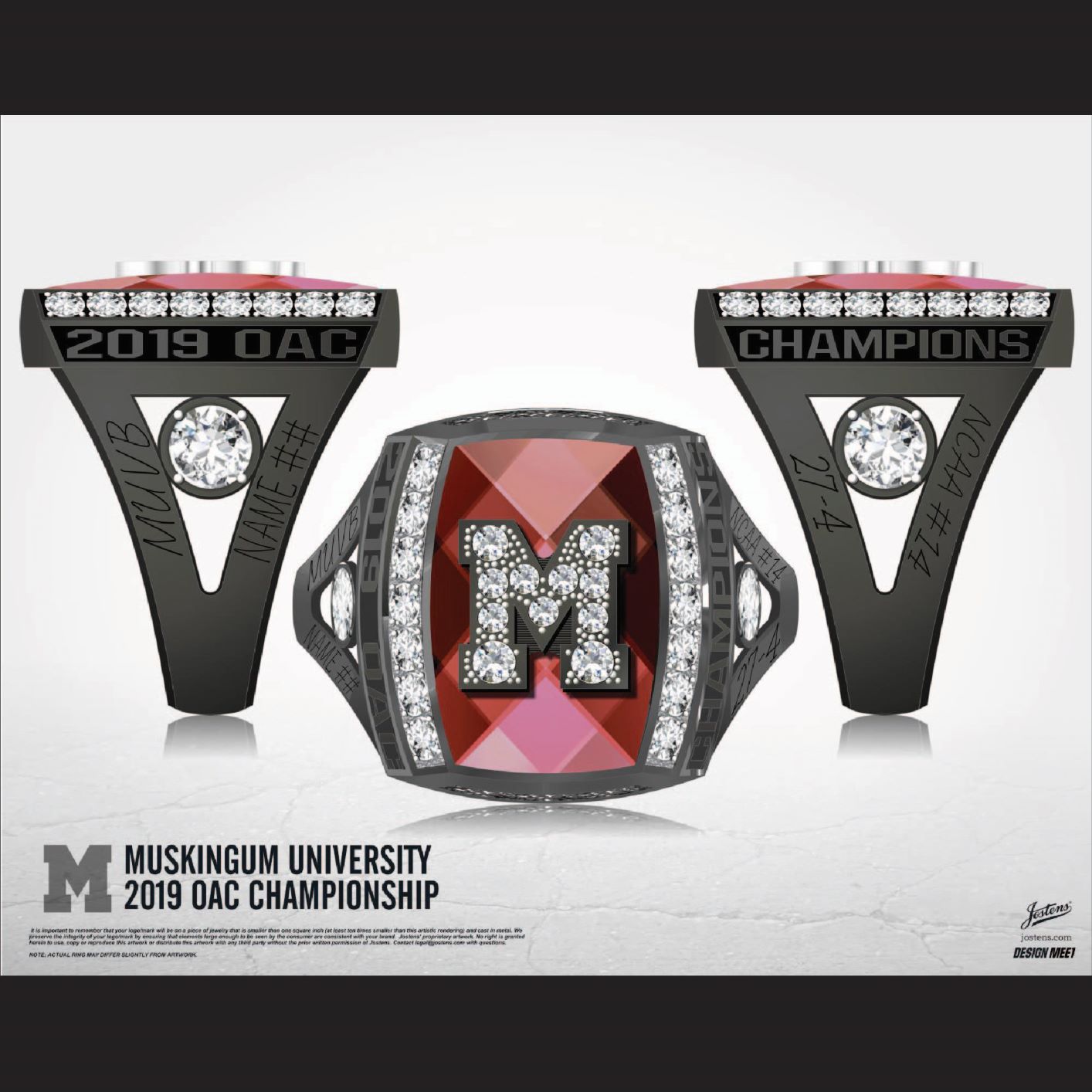 Muskingum University Women's Volleyball 2019 OAC Championship Ring