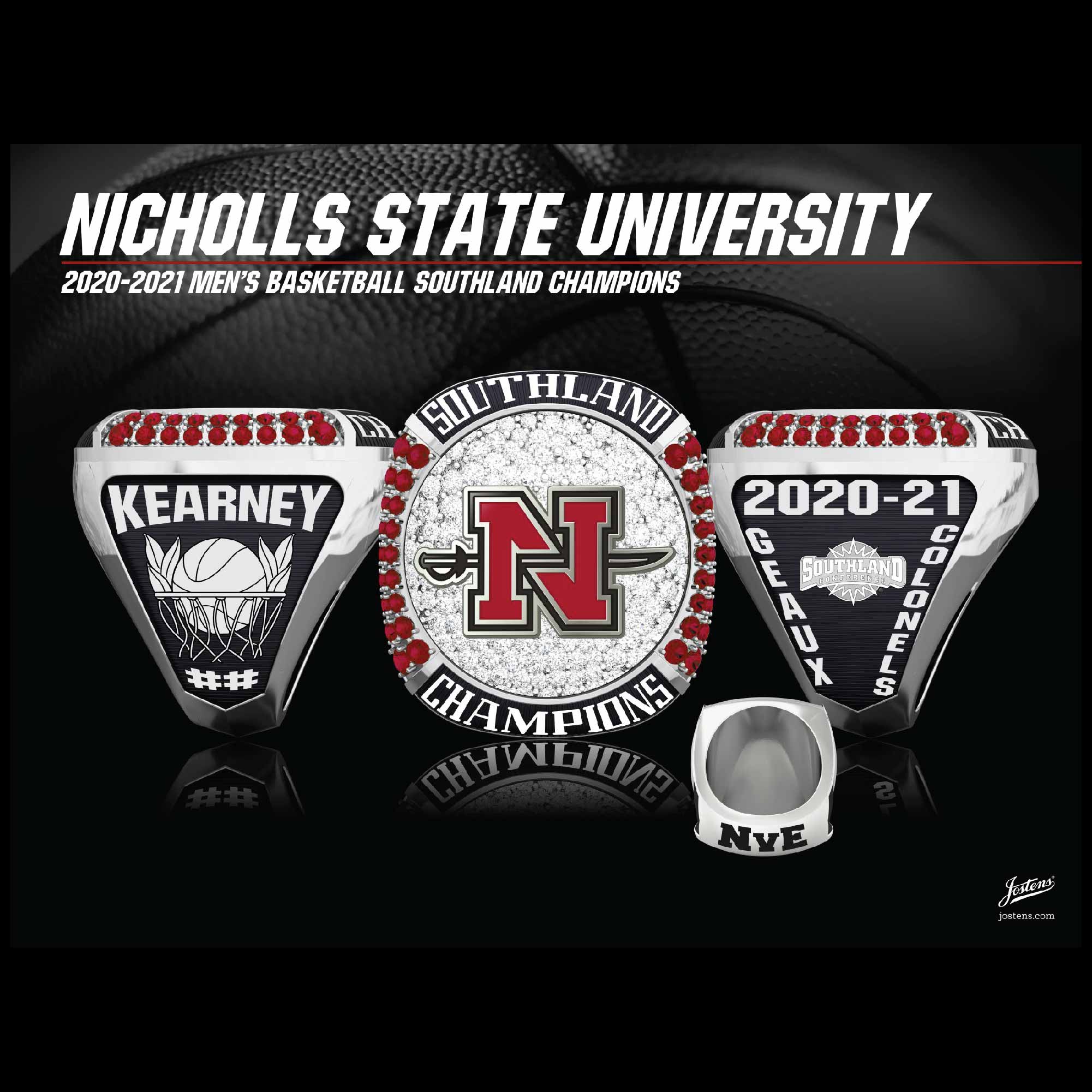 Nicholls State University Men's Basketball 2021 Southland Championship Ring