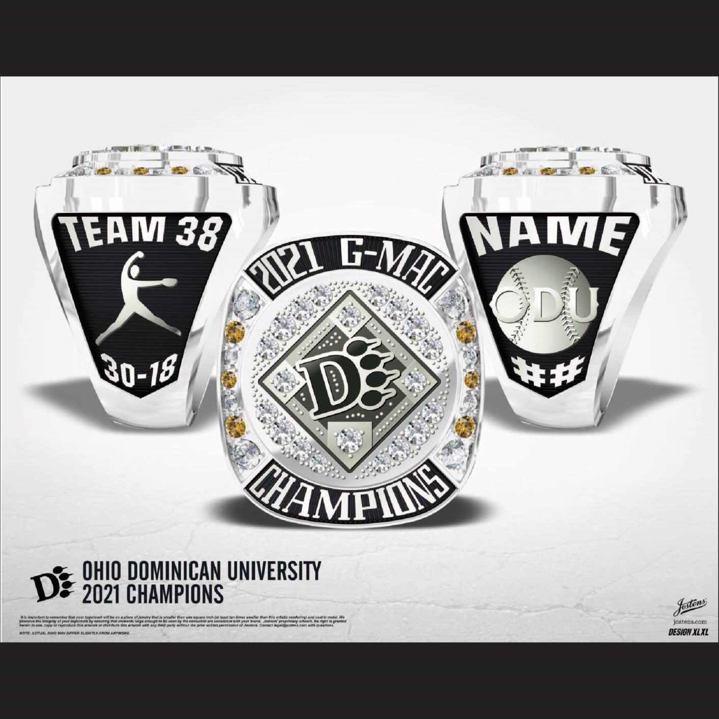 Ohio Dominican University Women's Softball 2021 G-MAC Championship Ring