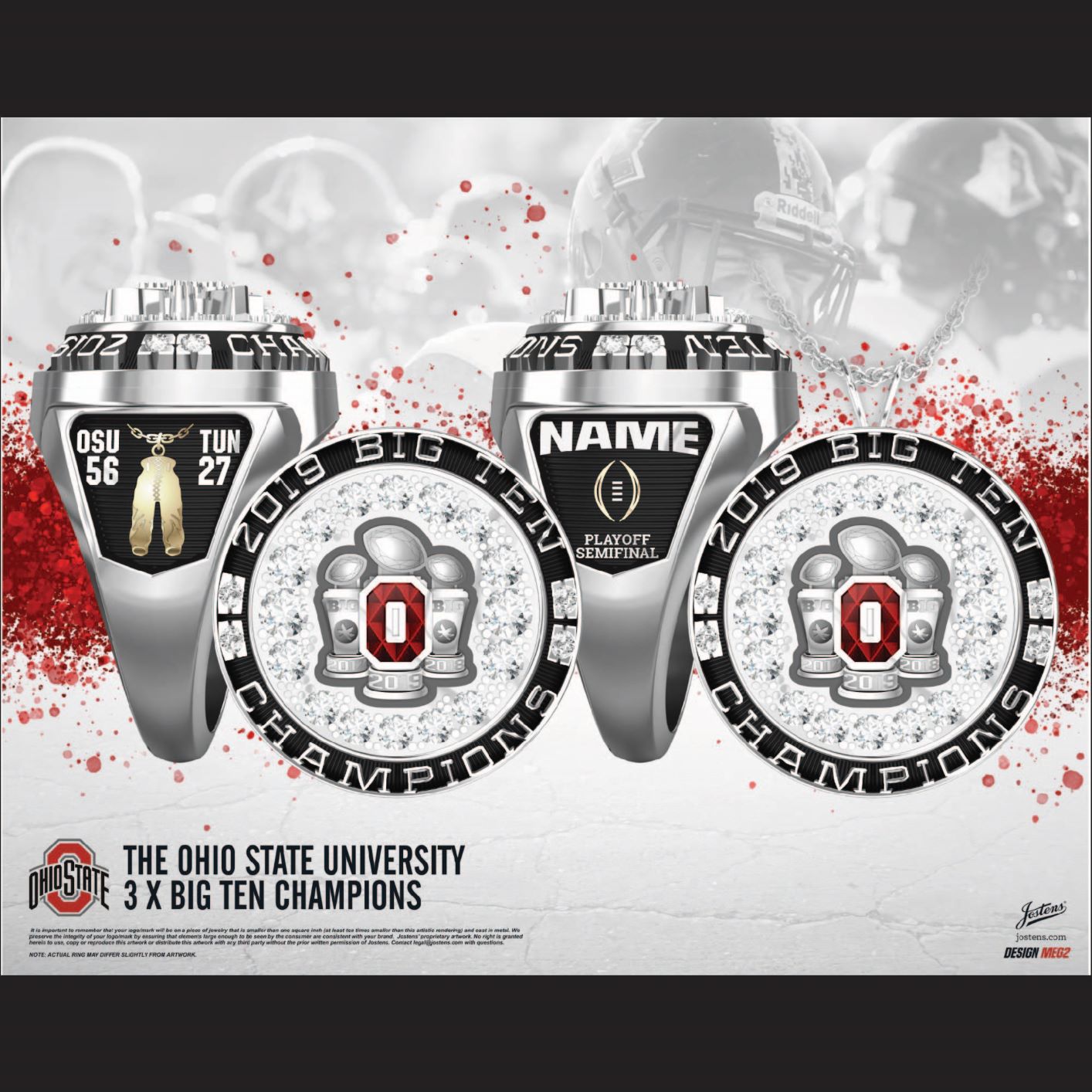 Ohio State University Men's Football 2019 Big Ten Championship Ring