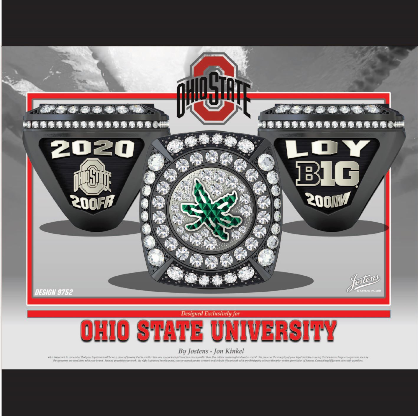 Ohio State University Men's Swimming & Diving 2020 Big Ten Championship Ring