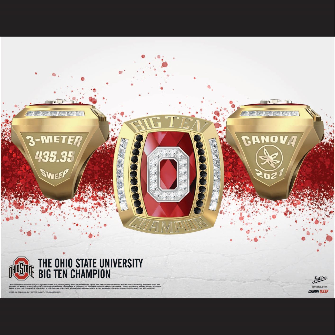 Ohio State University Men's Swimming & Diving 2021 Big Ten Championship Ring