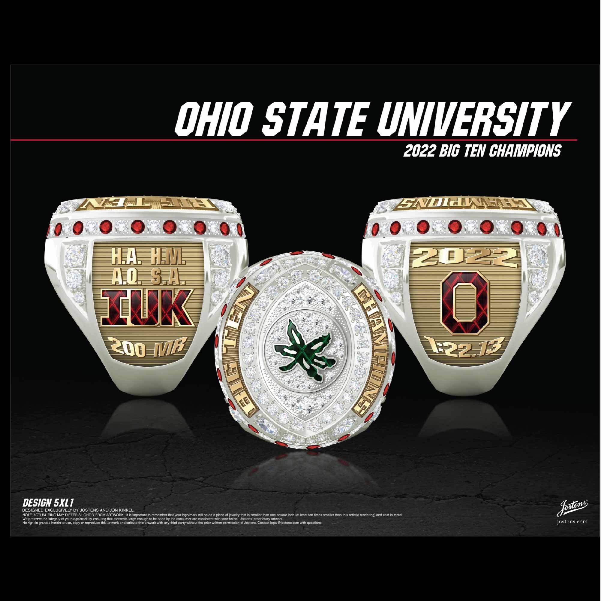 Ohio State University Men's Swimming & Diving 2022 Big Ten Championship Ring