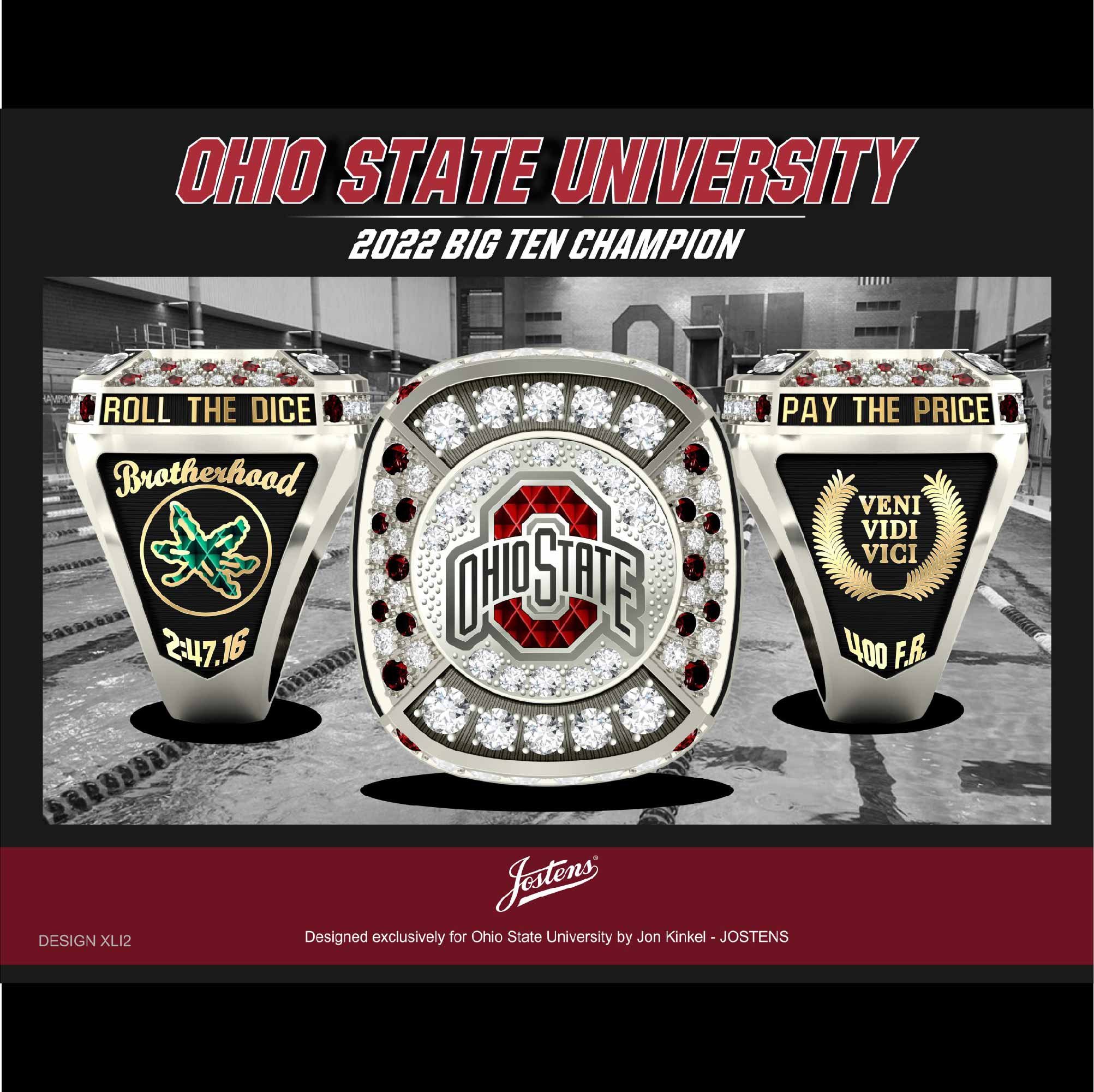 Ohio State University Men's Swimming & Diving 2022 Big Ten Championship Ring