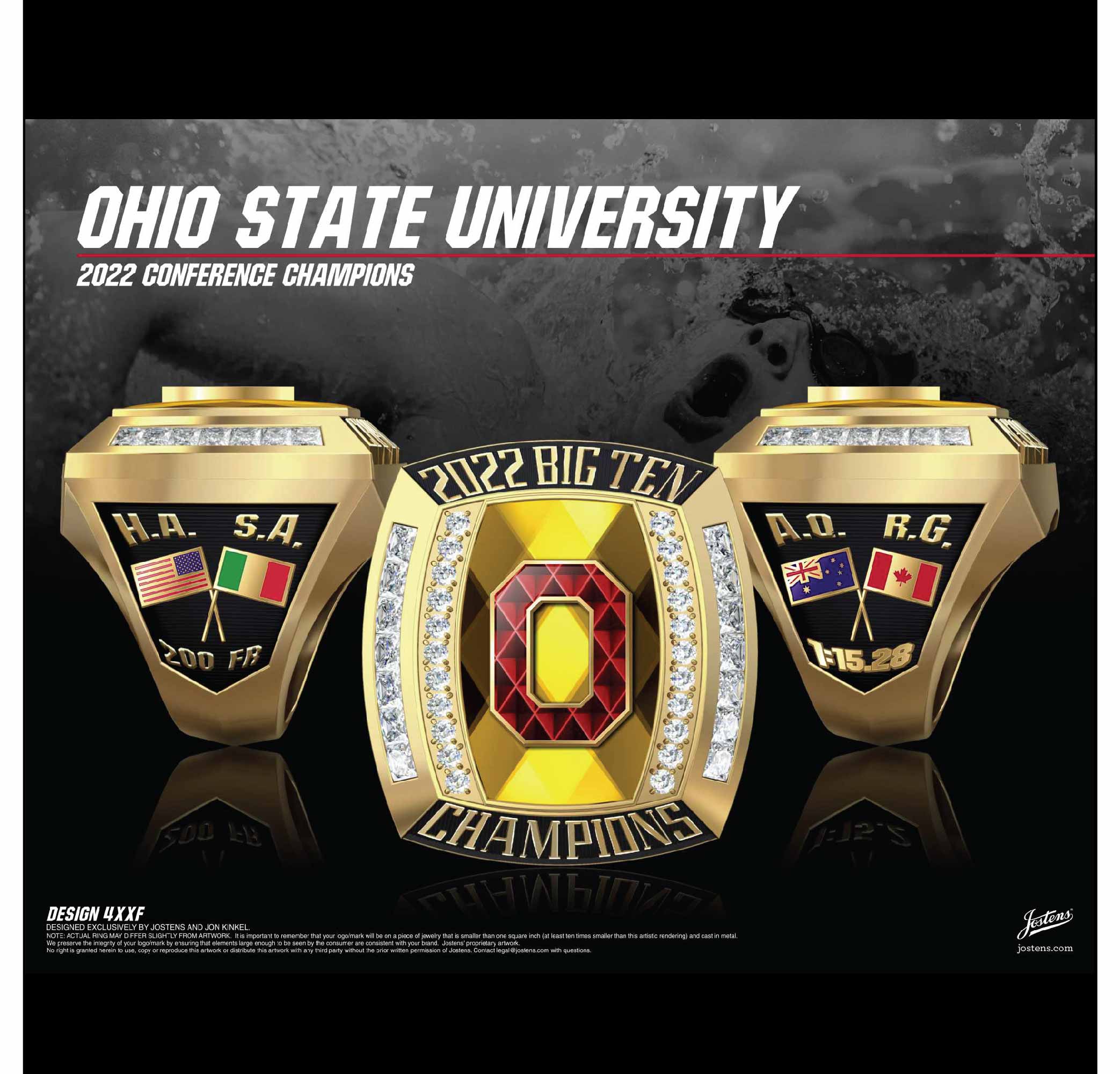 Ohio State University Men's Swimming & Diving 2022 Big Ten Championship Ring