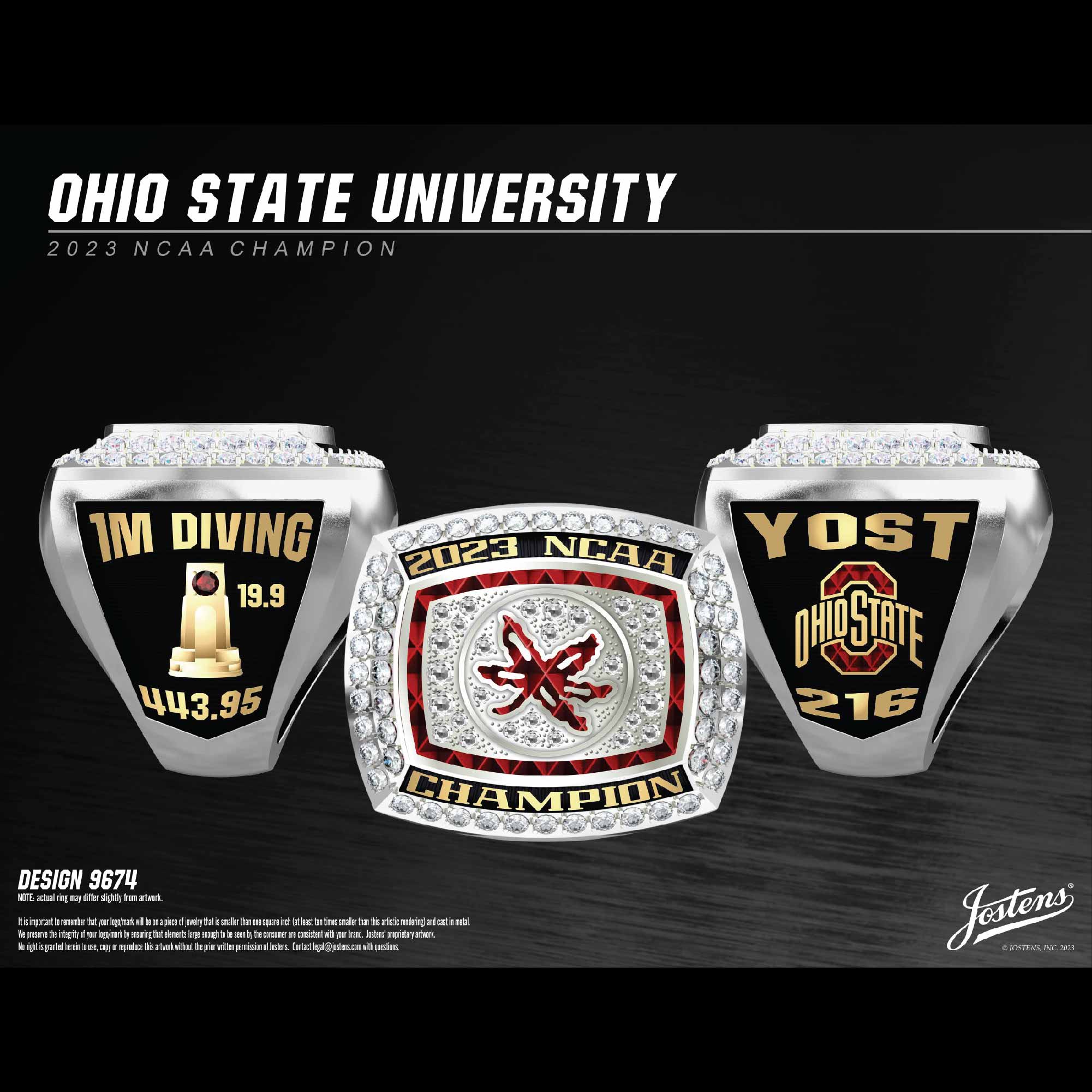 Ohio State University Men's Swimming & Diving 2023 National Championship Ring