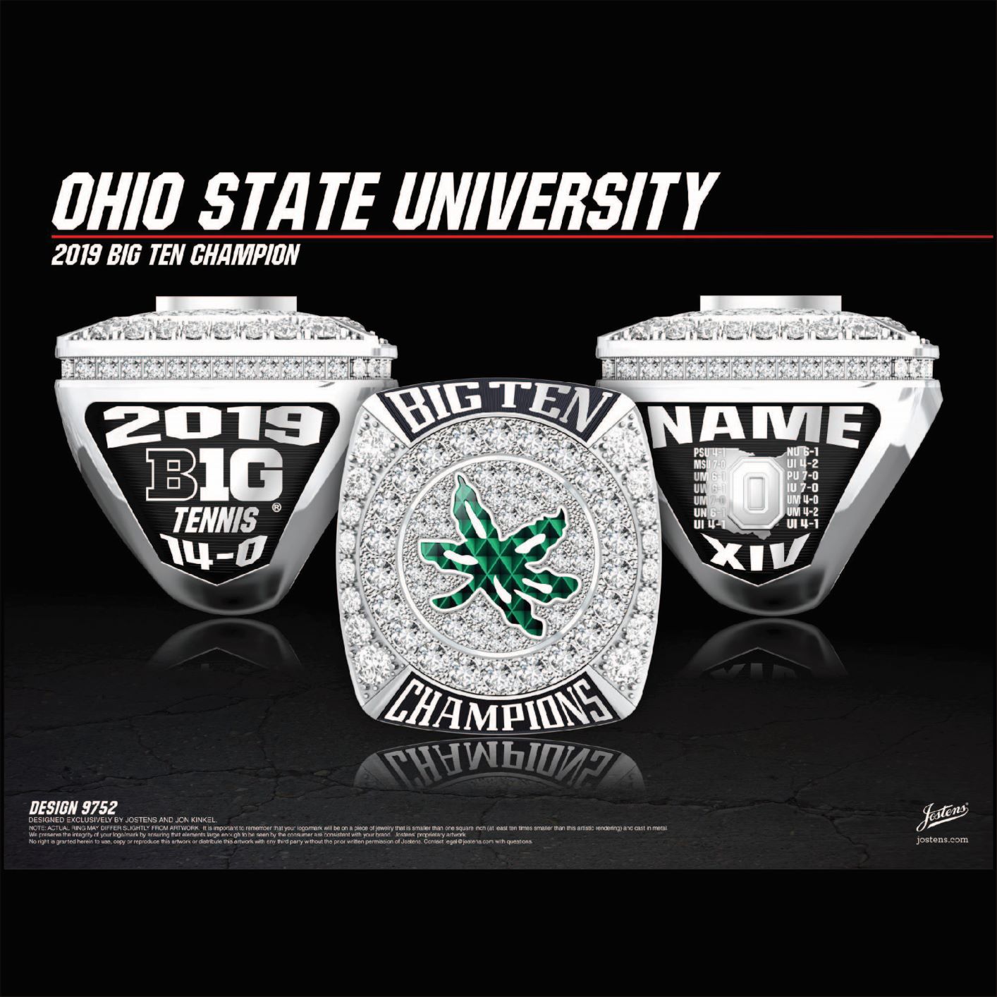 Ohio State University Men's Tennis 2019 Big Ten Championship Ring