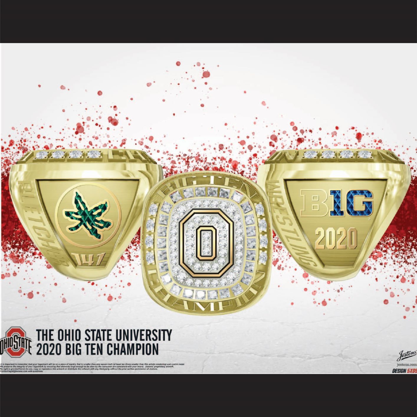 Ohio State University Men's Wrestling 2020 Big Ten Championship Ring