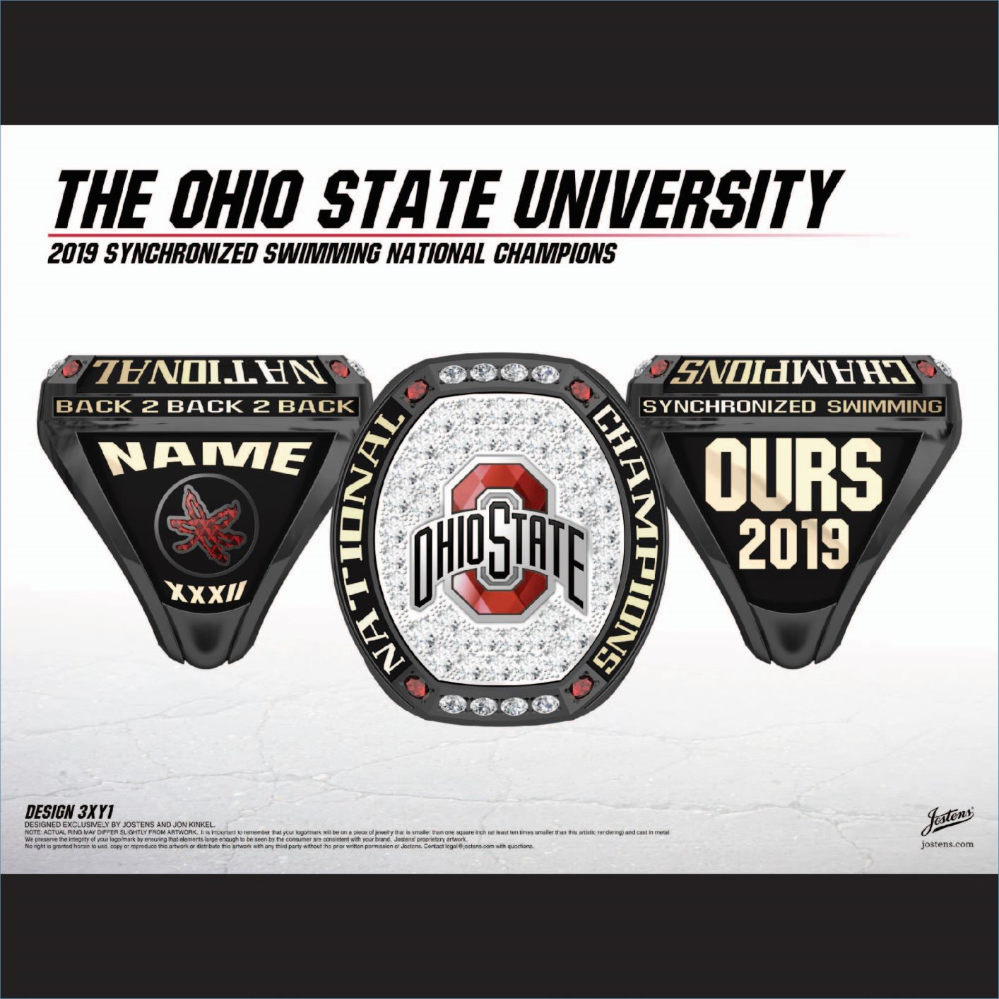 Ohio State University Women's Synchronized Swimming 2019 National Championship Ring