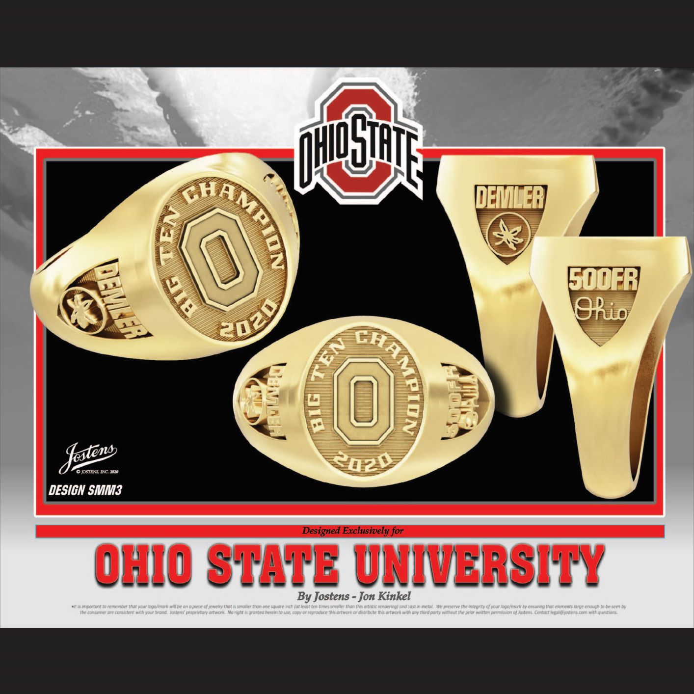 Ohio State University Women's Swimming & Diving 2020 Big Ten Championship Ring