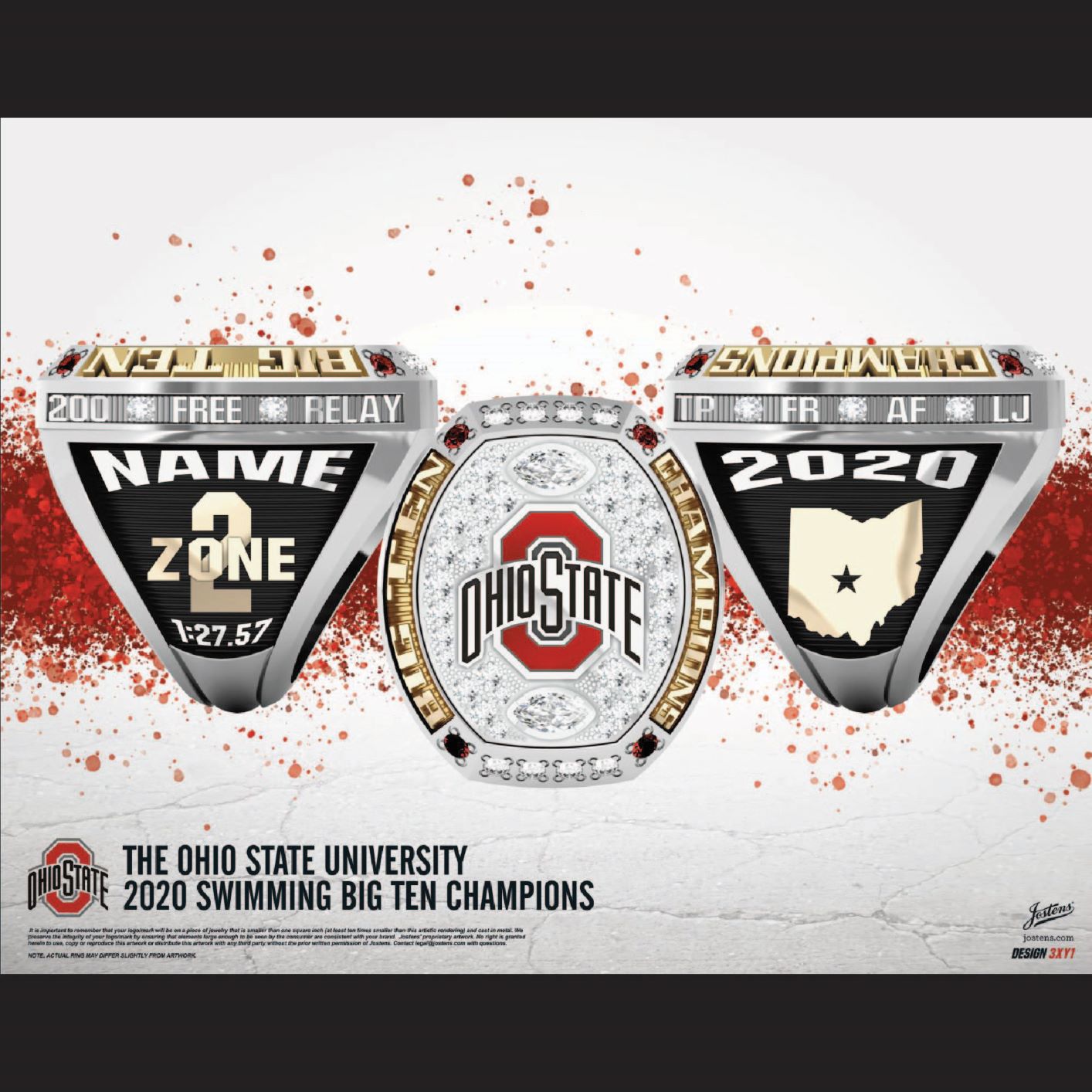 Ohio State University Women's Swimming & Diving 2020 Big Ten Championship Ring