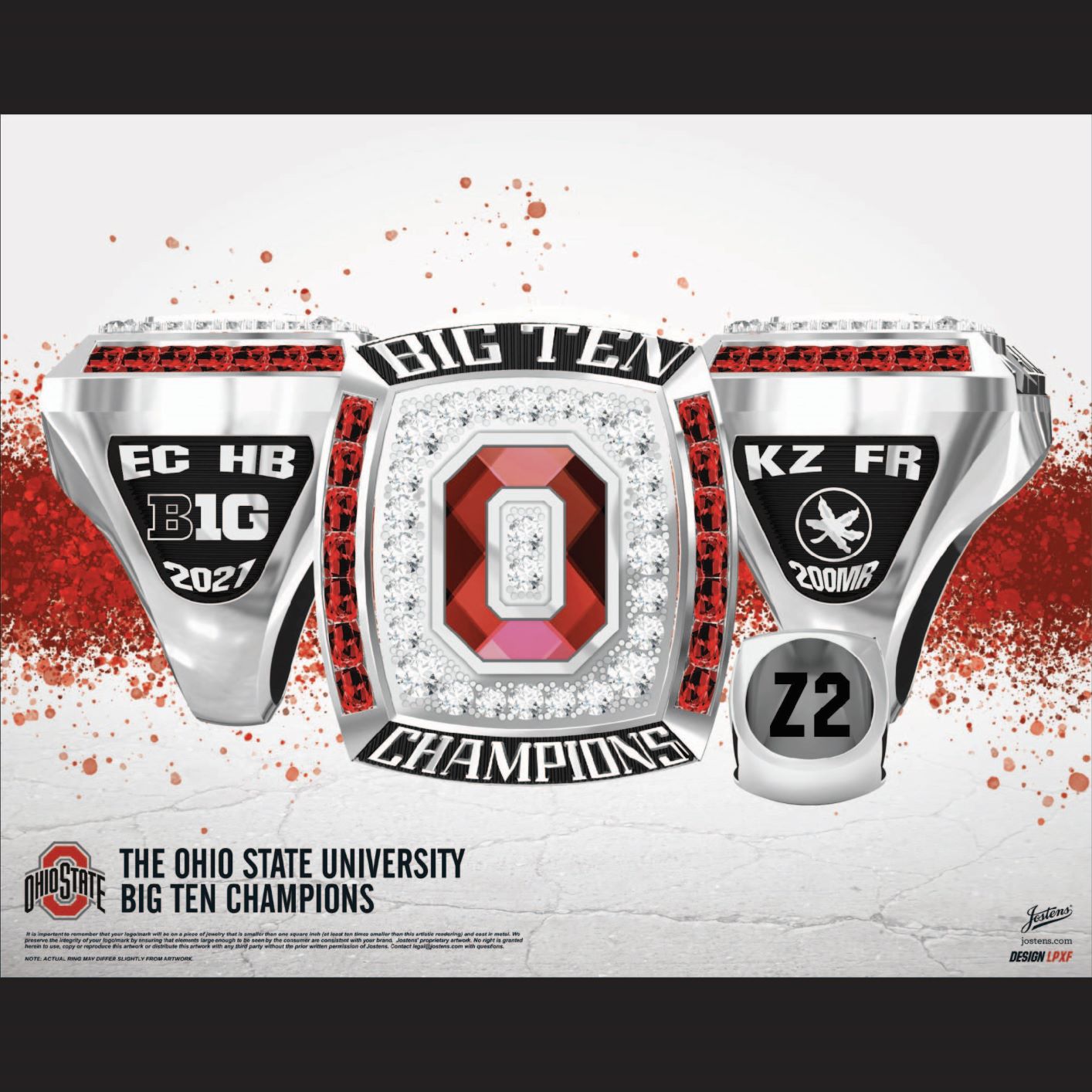 Ohio State University Women's Swimming & Diving 2021 Big Ten Championship Ring