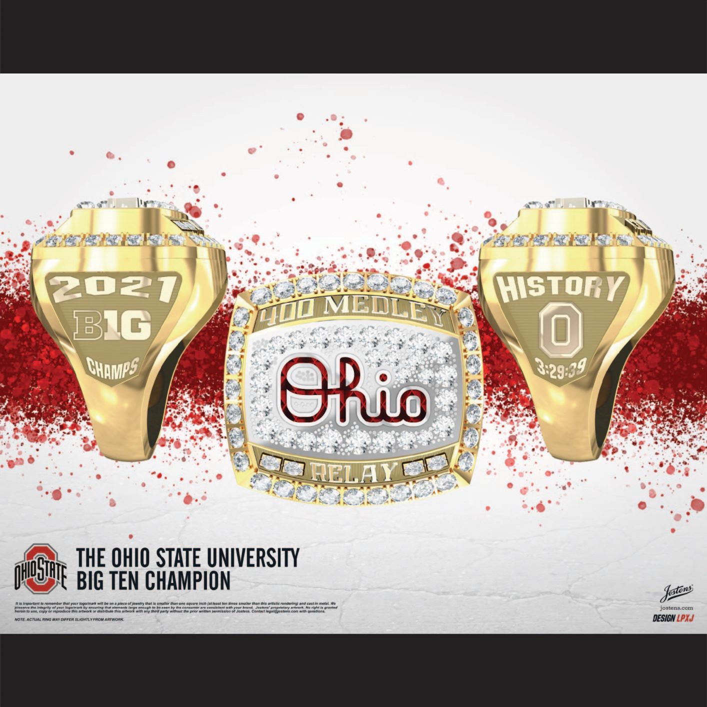 Ohio State University Women's Swimming & Diving 2021 Big Ten Championship Ring