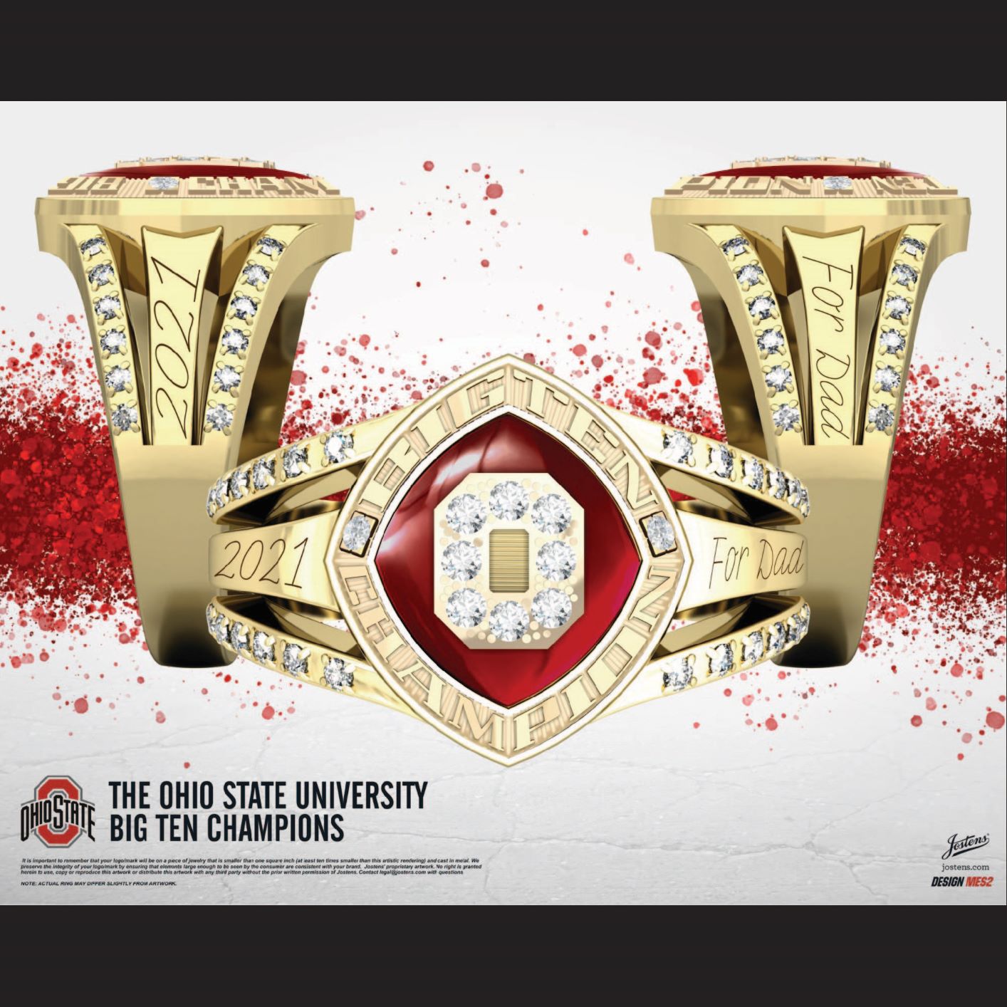 Ohio State University Women's Swimming & Diving 2021 Big Ten Championship Ring