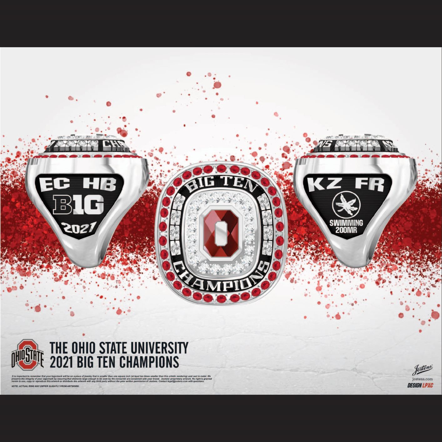 Ohio State University Women's Swimming & Diving 2021 Big Ten Championship Ring